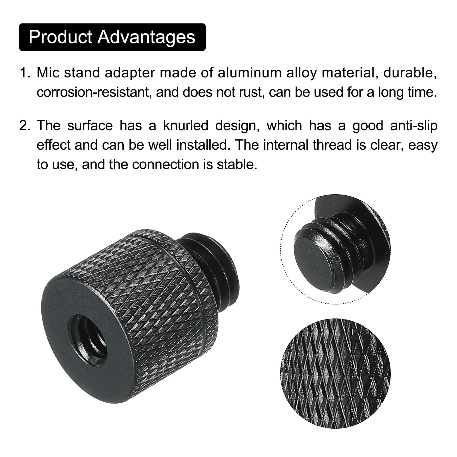 Meccanixity Mic Stand Adapter 1/4 Female To M10 Male Camera Screw Thread Adapter For Microphone Tripod Stand Black