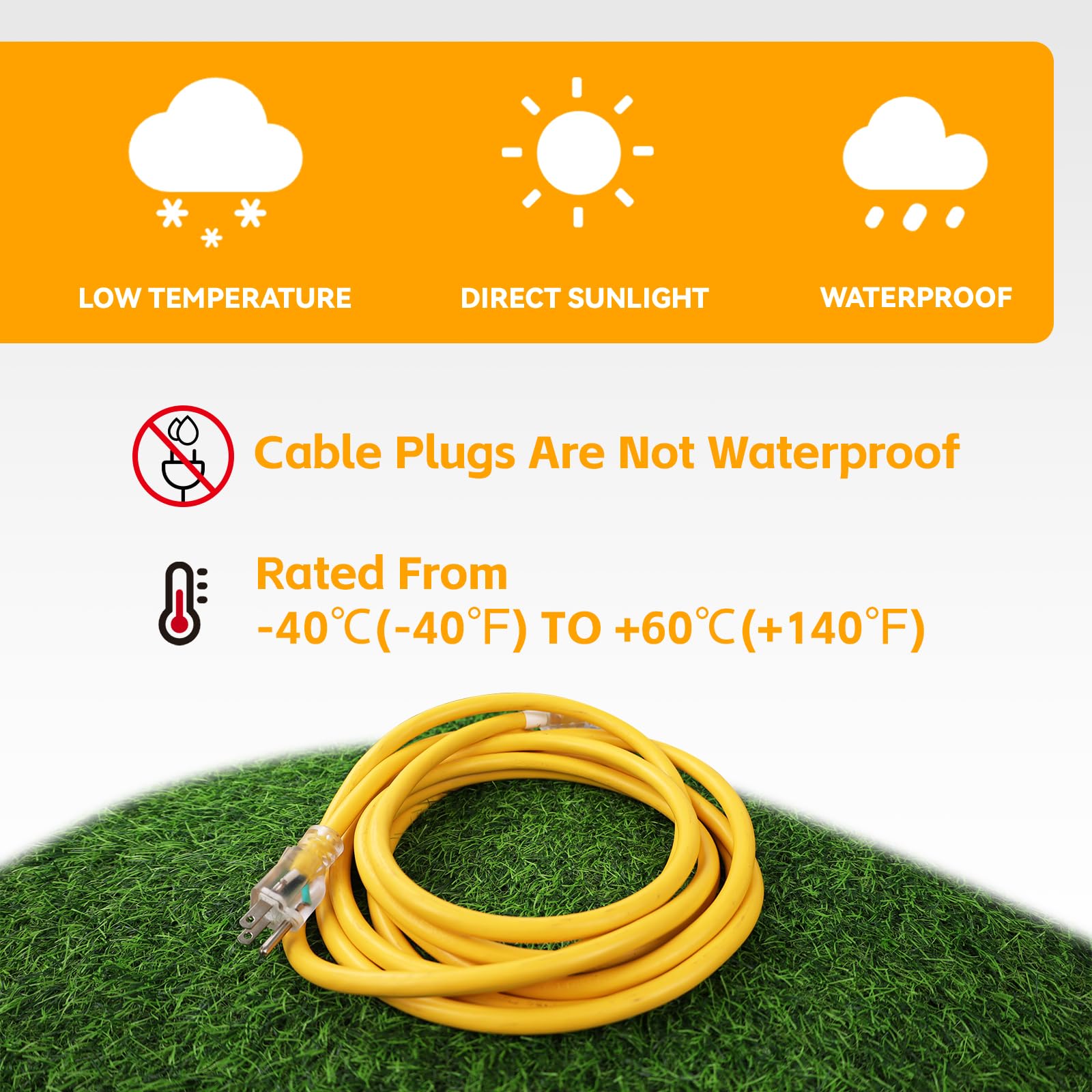 Ultra Explorer Indoor Extension Cord Waterproof 15 Ft, 12 Gauge Heavy Duty Yellow Extension Cord Sjtw, Flexible Cold Resistant 3