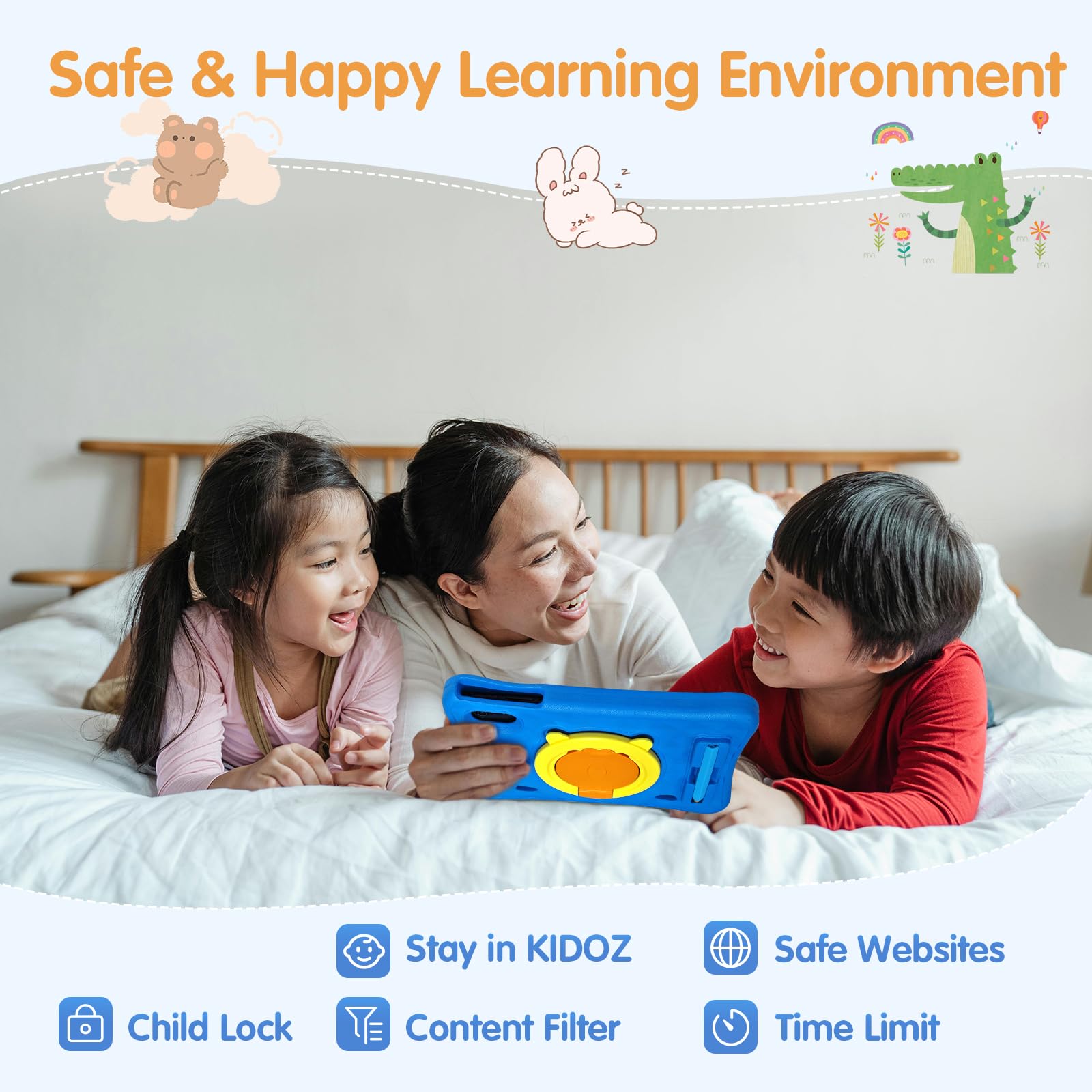 Yyswie Kids Tablet 10 Inch With Stylus Pen&Case, 8 Core 4Gb Ram 64Gb Rom Tablet For Kids, Kidoz Pre Installed Toddlers Tablet, 7