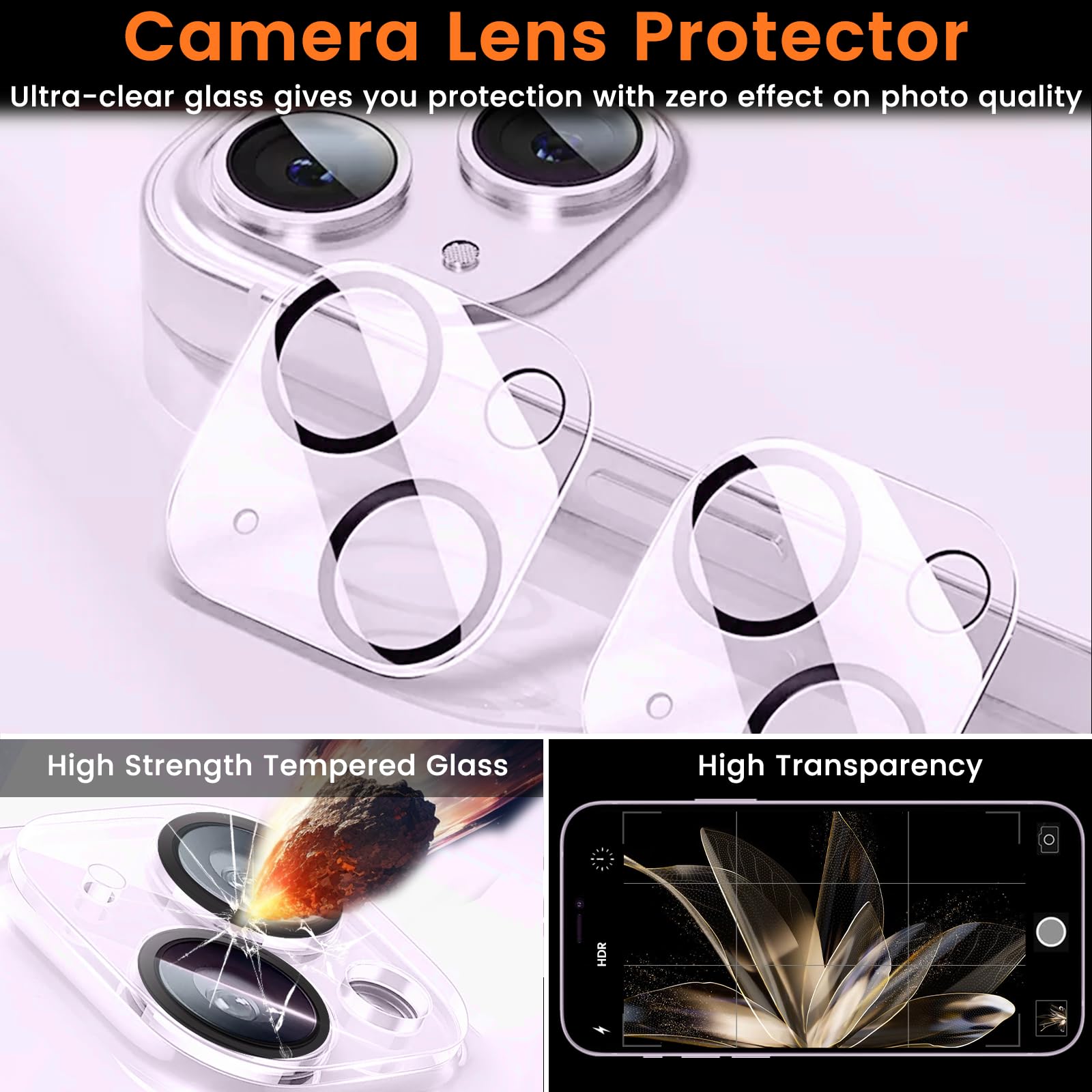 Lesakit 3+3 Pack Privacy Screen Protector For Iphone 14 Plus 6.7 Inch With 3 Pack Camera Lens Protector, Anti Spy Tempered Glass