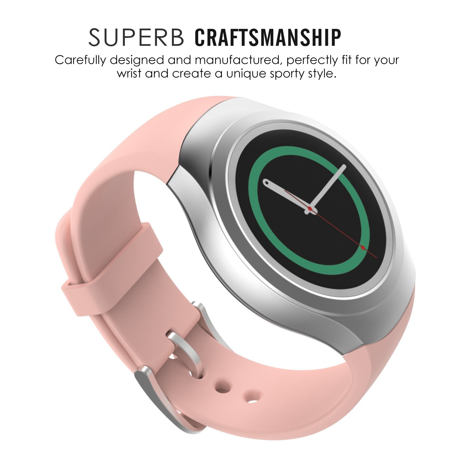 Moko Watch Band Compatible With Samsung Gear S2 (S2 Sm-R720 / Sm-R730 Only) Smart Watch, Soft Silicone Replacement Sport Band, N