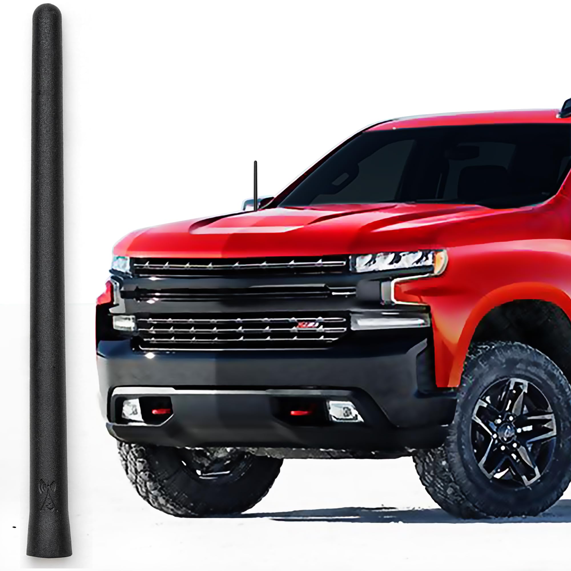 AntennaMastsRus Short Rubber Antenna fits Chevrolet Silverado 1500 (2006-2026), The Original 6 3/4 Inch, Car Wash Proof, Durable