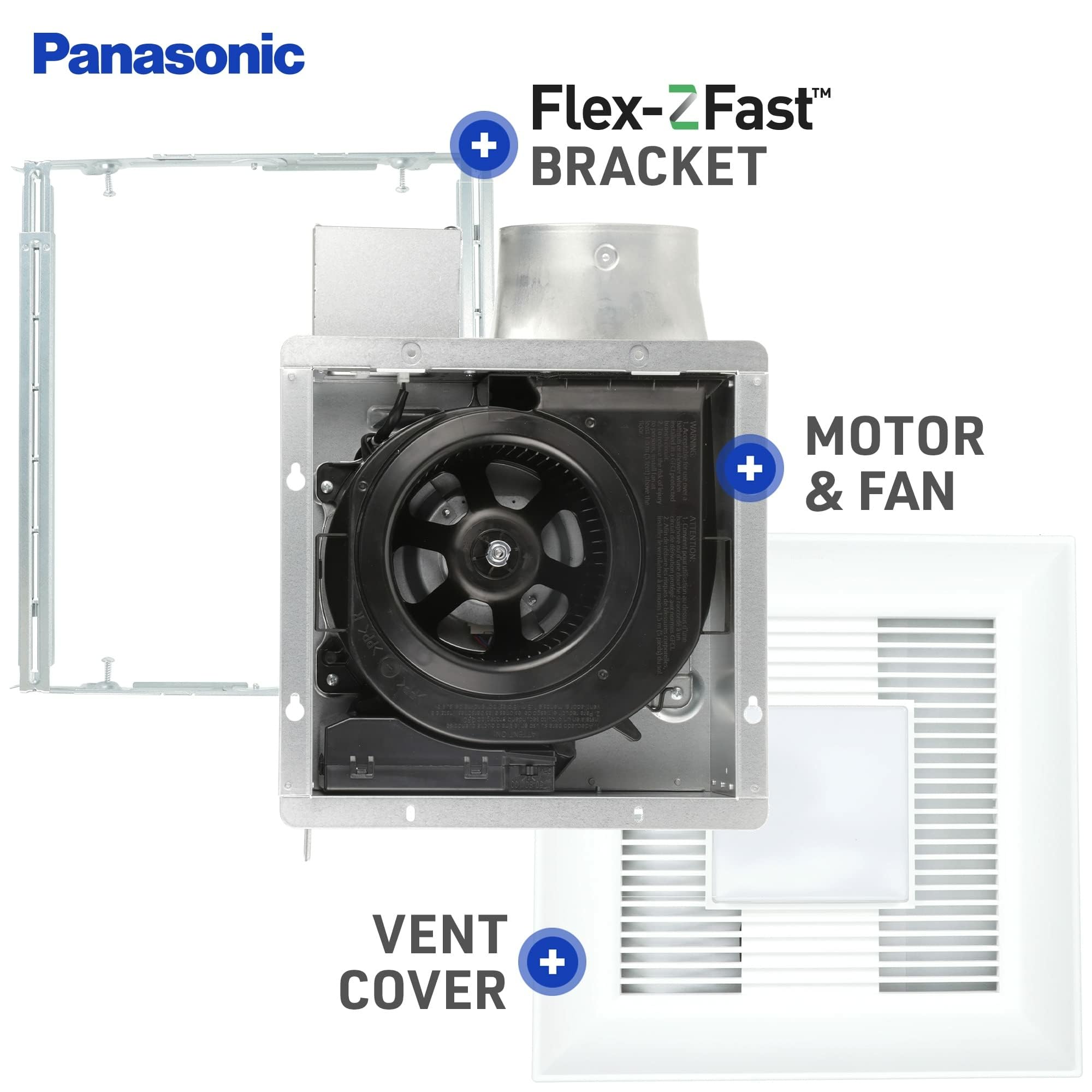 Panasonic Whispervalue Ceiling/Wall Mount Bathroom Exhaust Fan With Dimmable Led Light, 50-80-100 Cfm, Fv-0510Vsl1