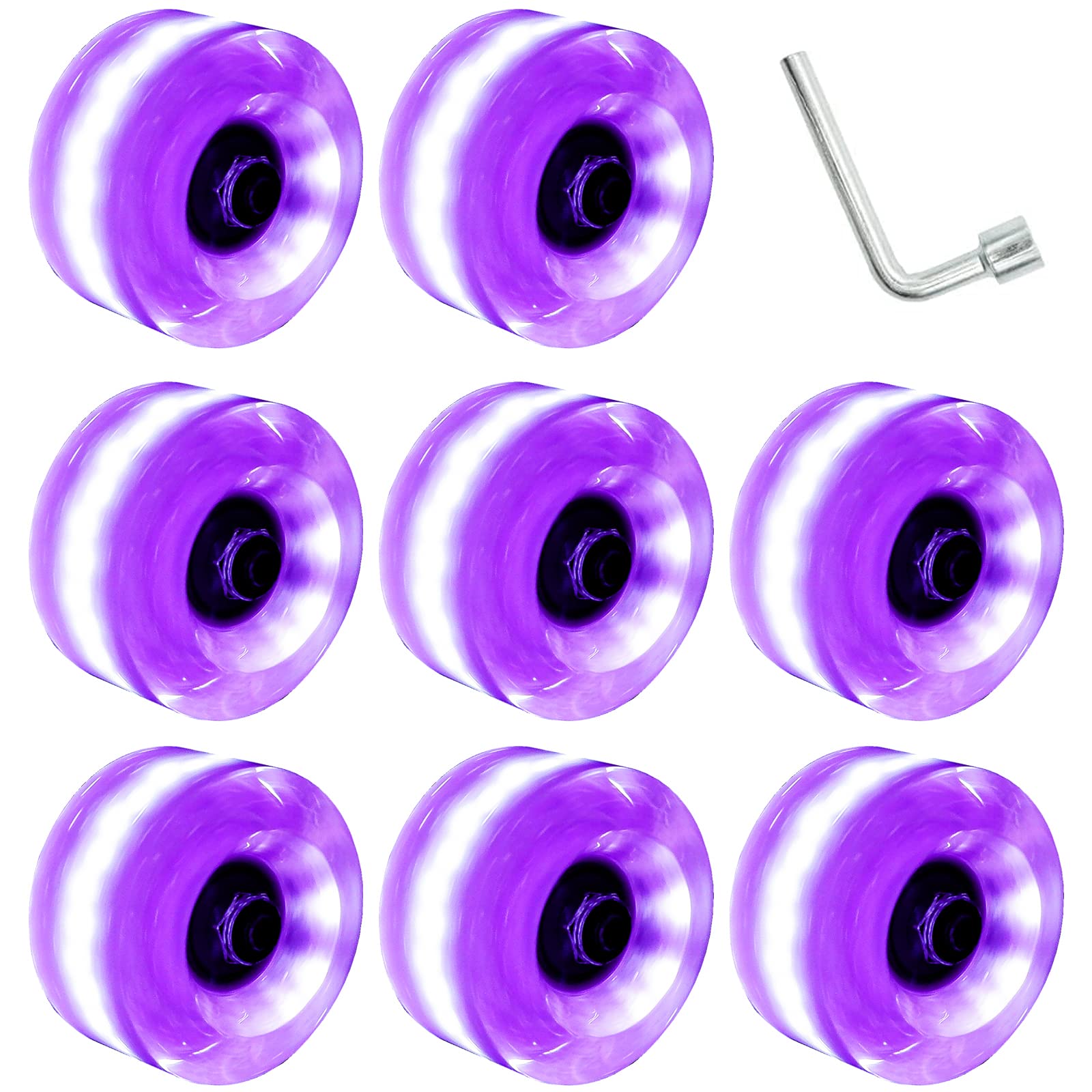 Nezylaf 8 Pack 78A Light Up Roller Skate Wheels 32  5836  65Mm, Luminous Skate Wheels With Bearings Installed For Indoor Or Outd