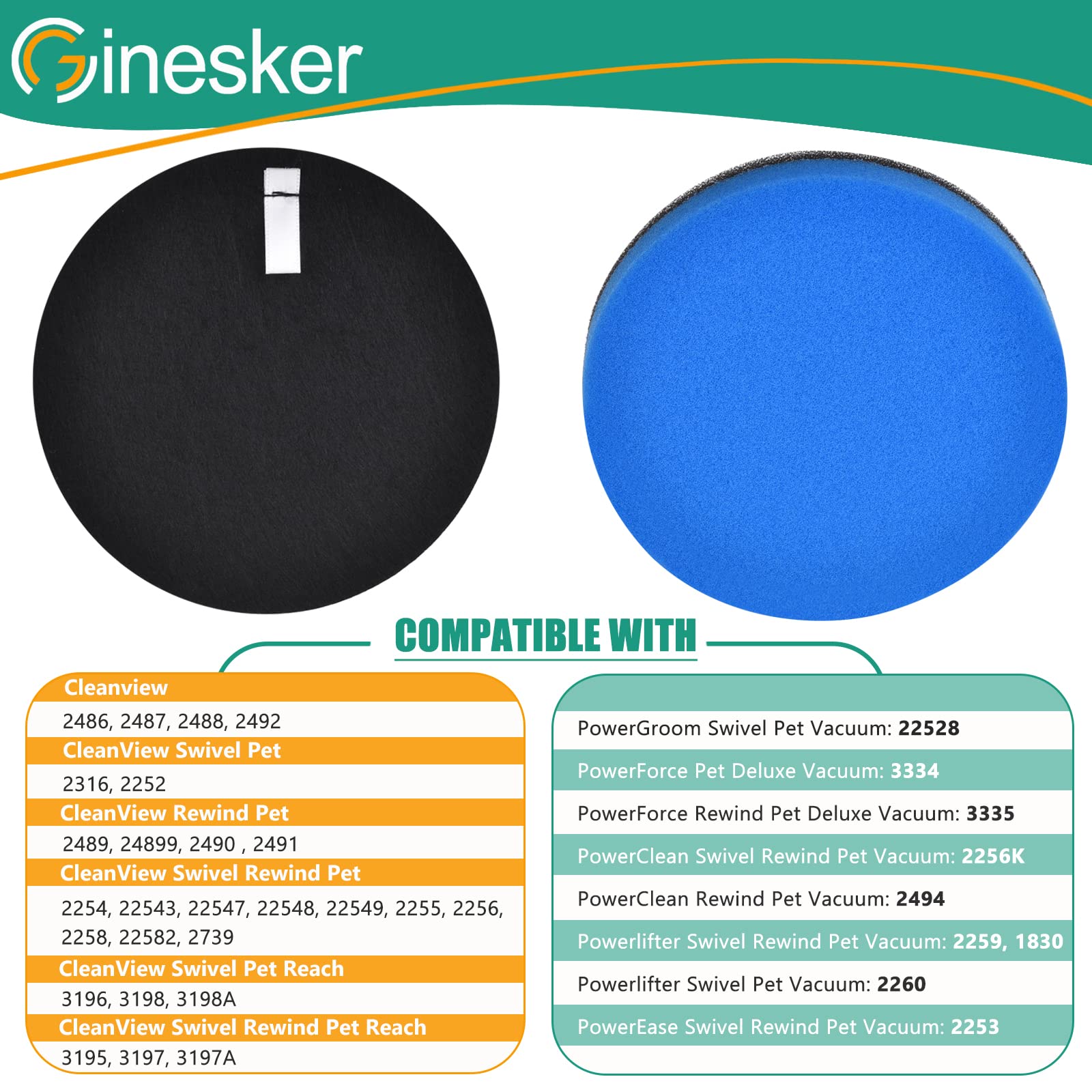 3 Sets Replacement Filter Compatible With Bissell Cleanview Pet Vacuum 2252 2254 2256 2258 2486 Powergroom 22528 Powerforce 3334