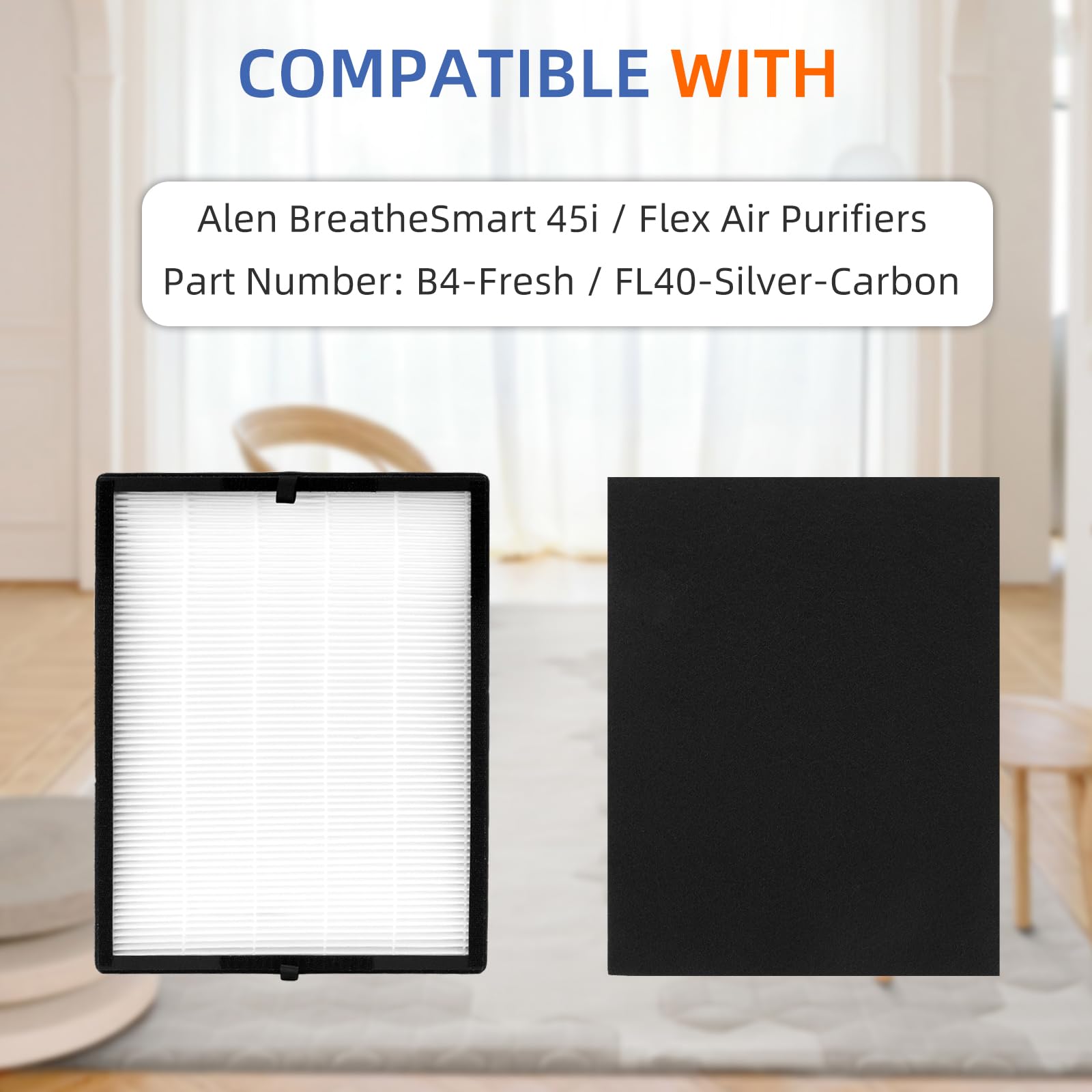 2 Pack 45I Replacement Filter For Breathesmart Flex Bh400 45I Air Purifier H13 Grade True Hepa Fresh Filter B4 Pure / Fl40