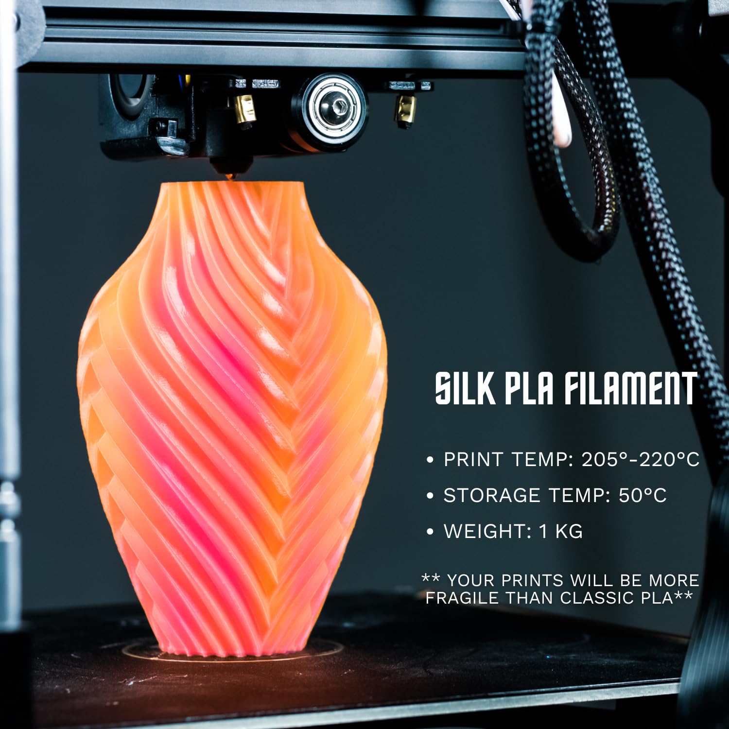 Cookiecad Silk Pla Filament 1.75Mm 1Kg Dual Color Multicolor 3D Printer Filament   Dual Sunrise Silk Pla