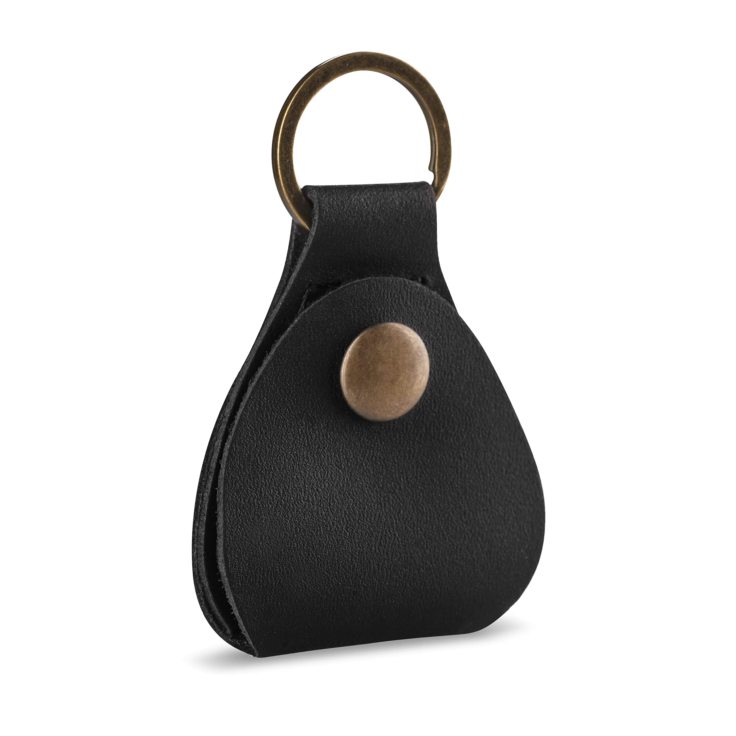 Leather Guitar Pick Holder Keychain, Guitar Pick Holder Case Bag, Plectrum Key Fob Cases Bag, Gift For Guitar Players (Black)