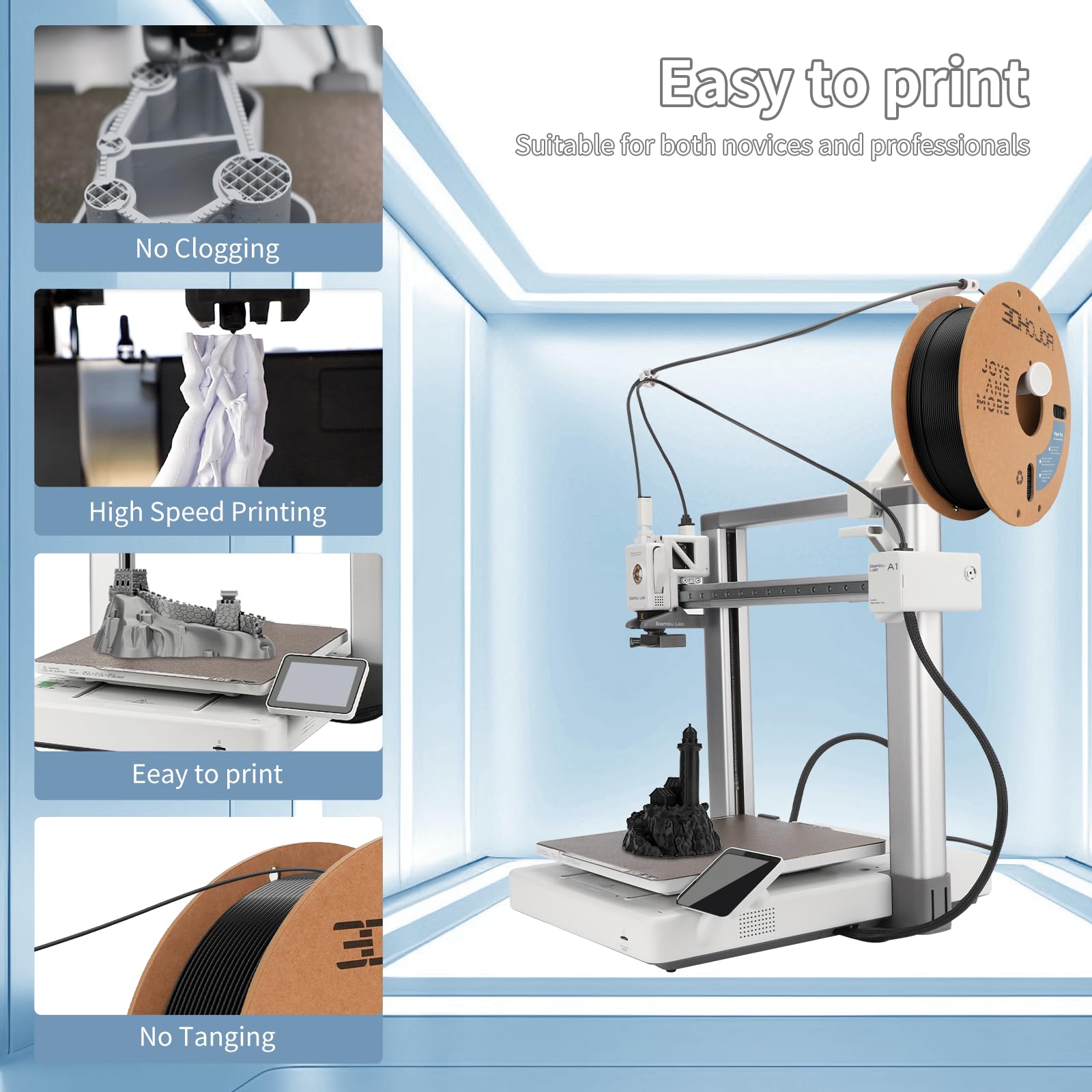 3Dhojor 3D Printing Filament Basic Pla Filament 1.75Mm 300Mm/S 1Kg Cardboard Spool Dimensional Accuracy +/- 0.03 Mm Fit Most 3D