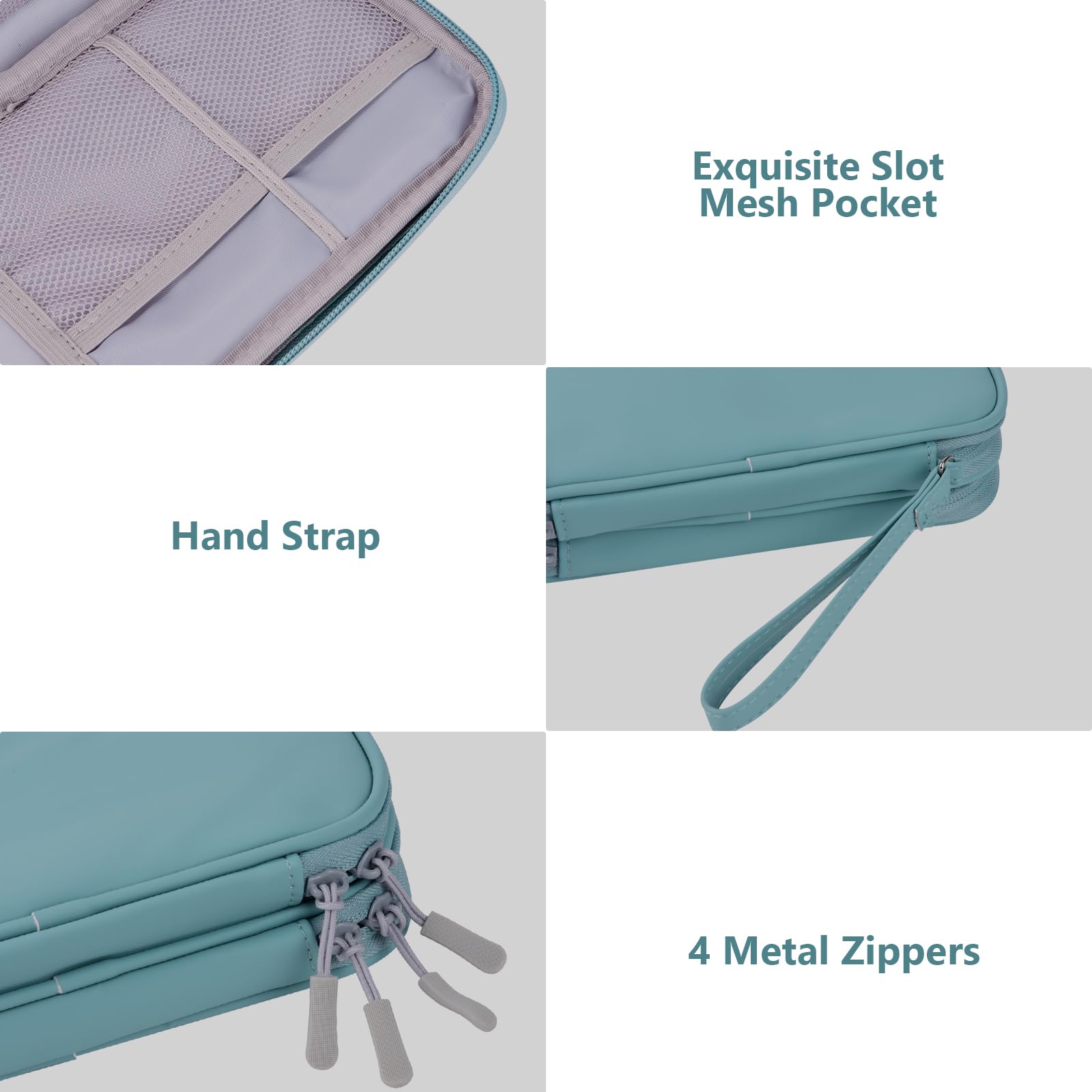 Ddgro Cables Pouch Travel Cords Organizer Tech Accessories Electronics Charger Phone Keys Power Bank Carrying Case (Aqua Blue, P