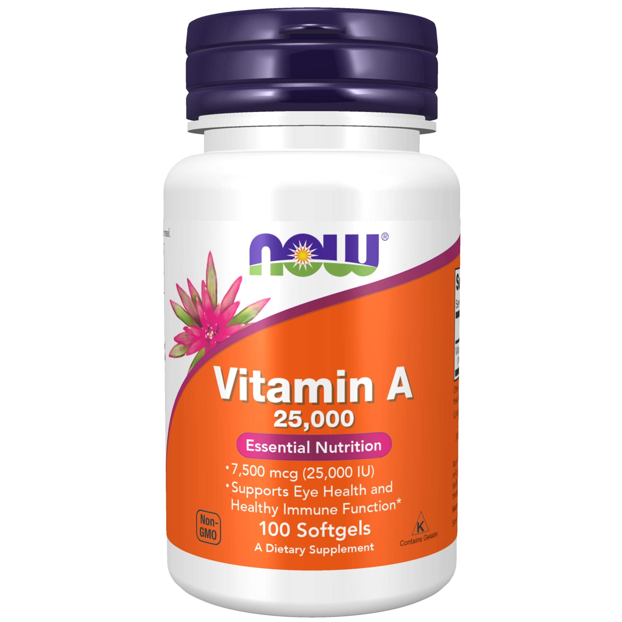 Now Supplements, Vitamin A (Fish Liver Oil) 25,000 Iu, Essential Nutrition, 100 Softgels