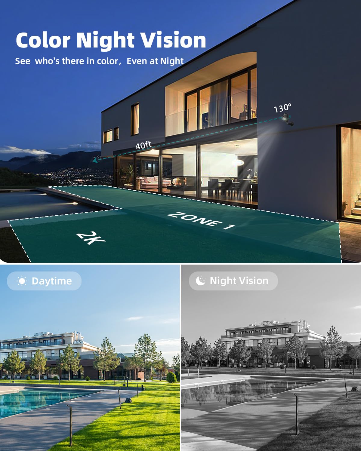 Zumimall Security Cameras Wireless Outdoor   4 Packs Wifi Battery Powered Cameras For Home Surveillance, Spotlight & Siren/Pir D