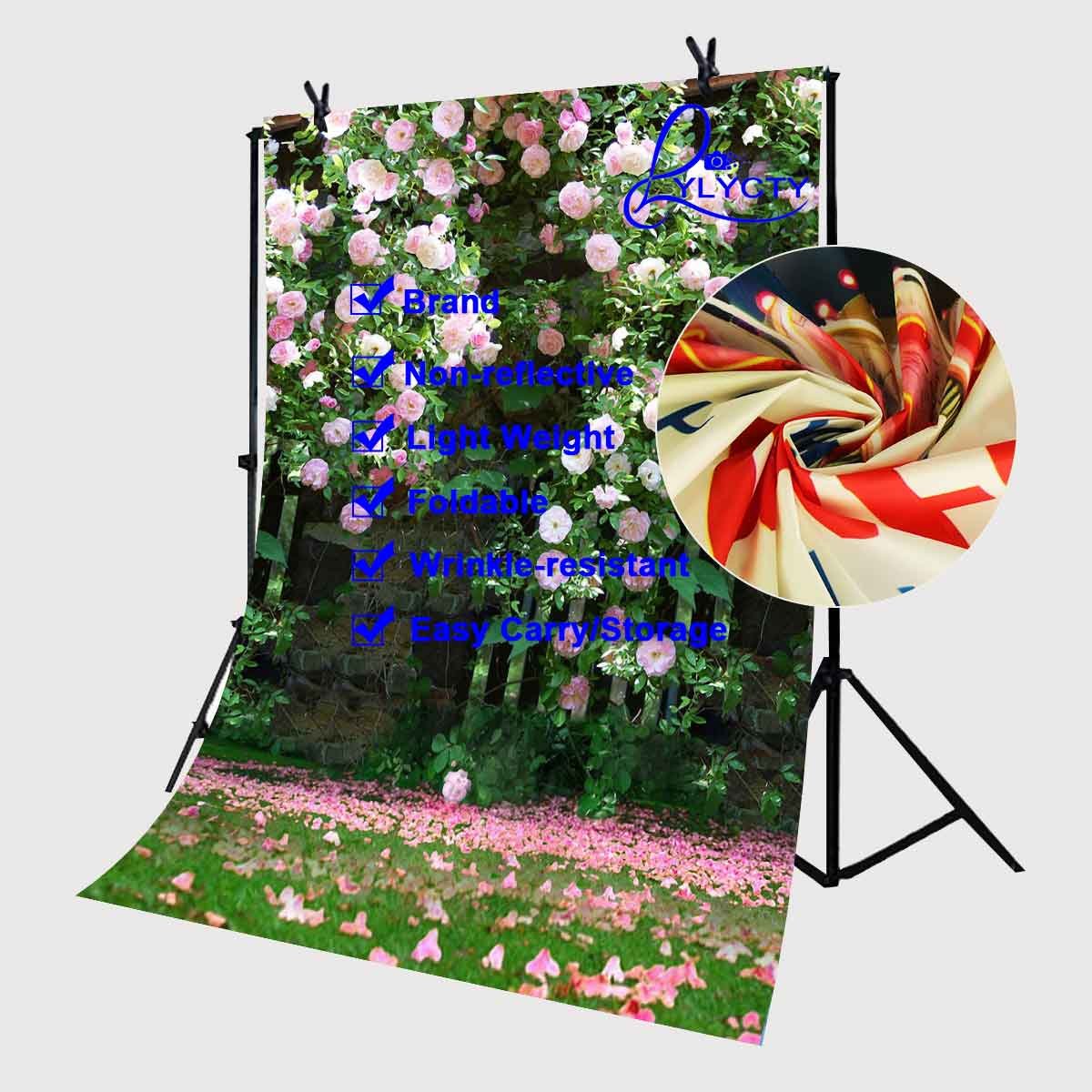 Lylycty 5X7Ft Nature Scenery Backdrop Millennial Pink Flower Wall Green Leaves Photography Background A Vibrant Garden Backdrop