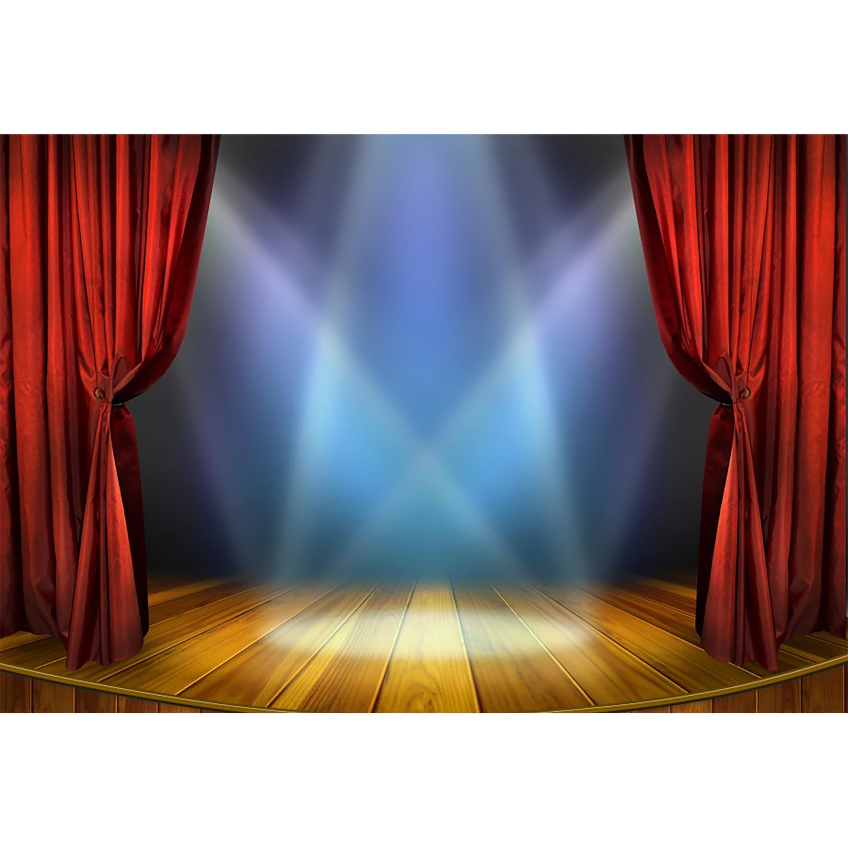 Baocicco 7X5Ft Theater Stage Backdrop Red Curtains Backdrop Photography Background Stage Spotlights Wooden Floor Festival Celebr