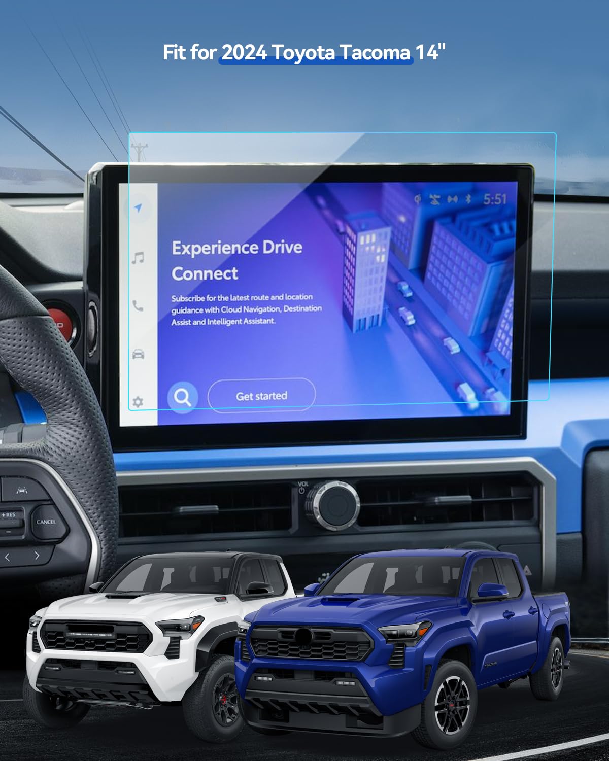 Lantu Tacoma Screen Protector For 2024 Toyota Tacoma Accessories Limited/Trailhunter/Trd Pro Touchscreen Protector Film Tempered