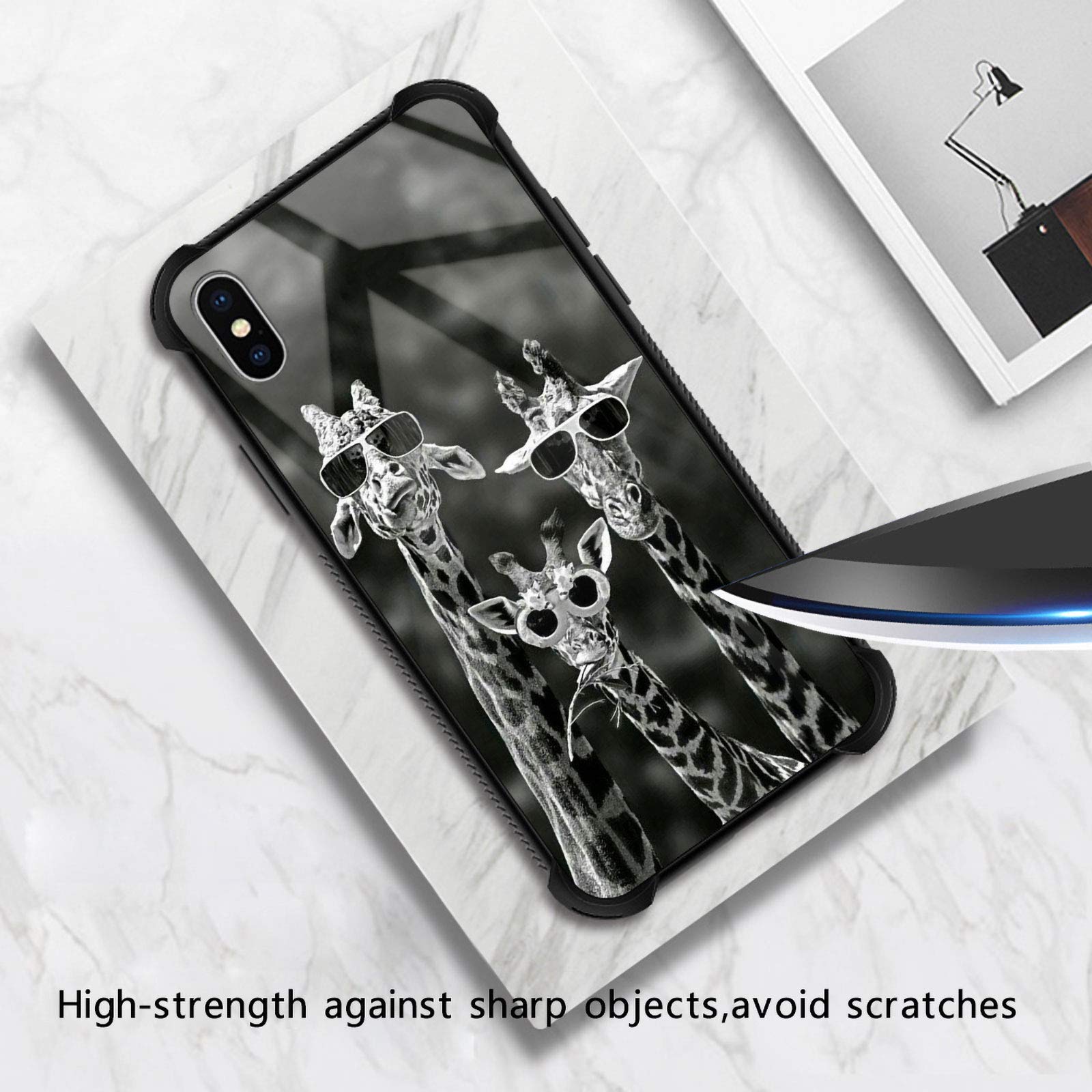 CARLOCA iPhone Xs/X Case Shockproof Anti-Scratch Polycarbonate Black White Giraffe Family Design