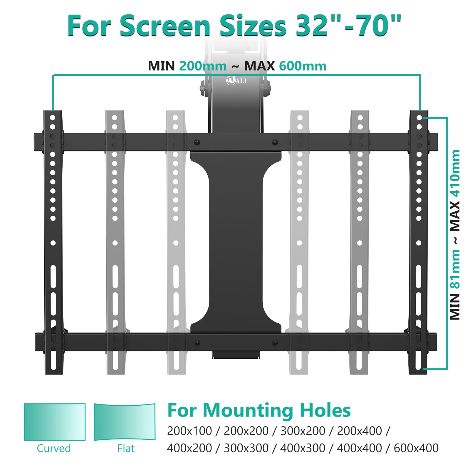 WALI Motorized Ceiling TV Mount with Remote, Electric Flip Down TV Bracket for 32 to 70 inch Flat and Curved Screen Up to 77 Lbs, Pitched Roof, Max Mounting Holes 600x400mm (FCM604), Black