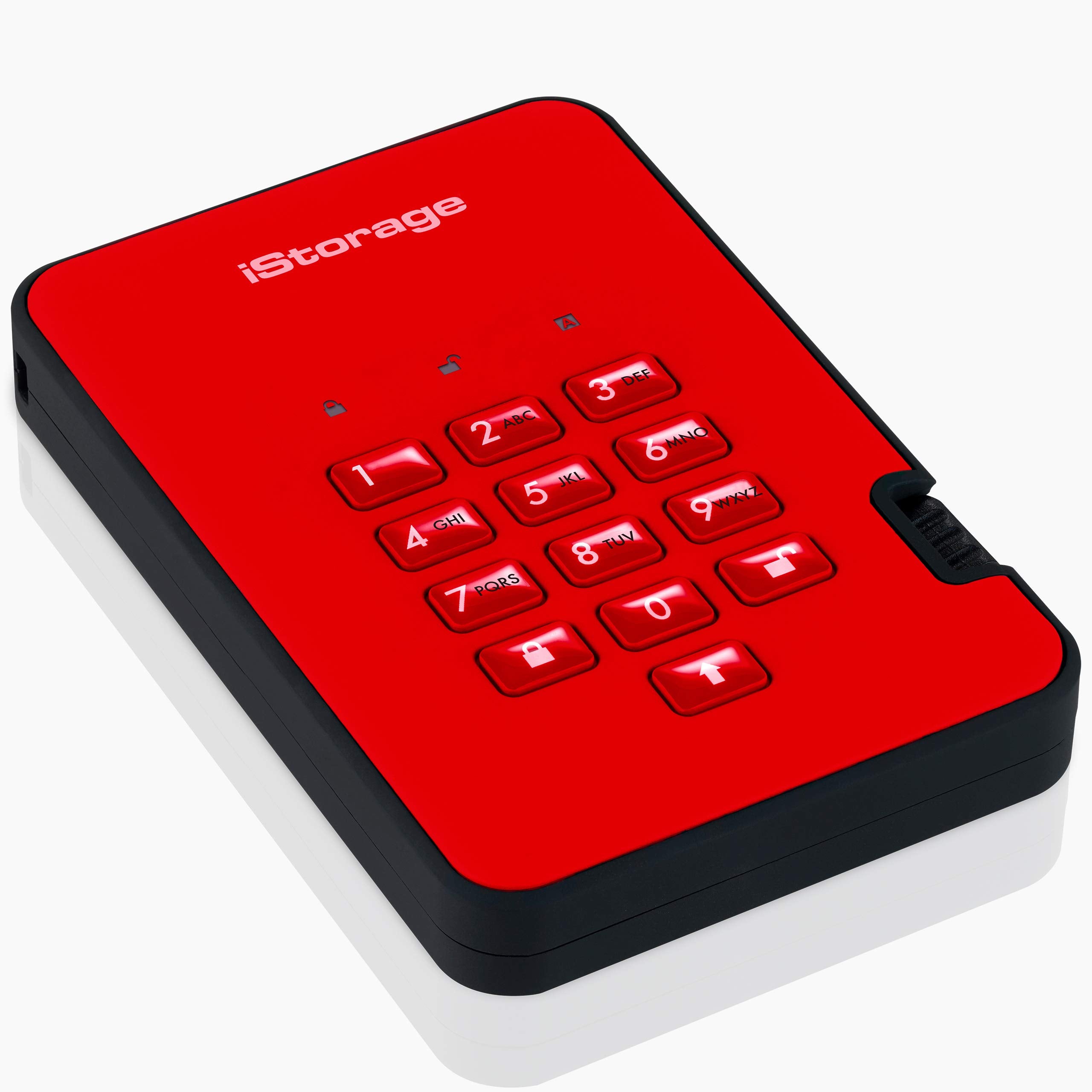 Istorage Diskashur2 Ssd 1Tb Red | Secure Portable Solid State Drive | Password Protected | Dust & Water Resistant | Hardware Enc