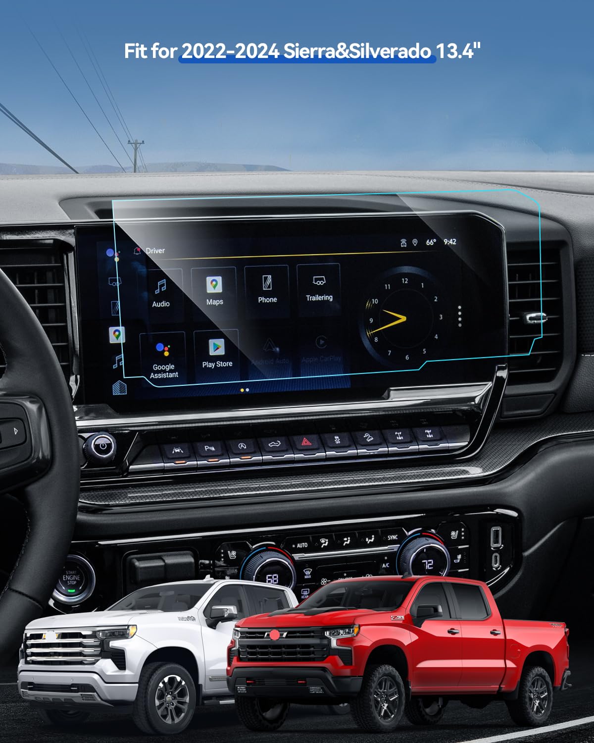 Lantu 2 Pack Silverado Screen Protector For 2022 2024 Gmc Sierra&Chevrolet Silverado 1500&2024 Chevy Silverado/Sierra 2500Hd 350