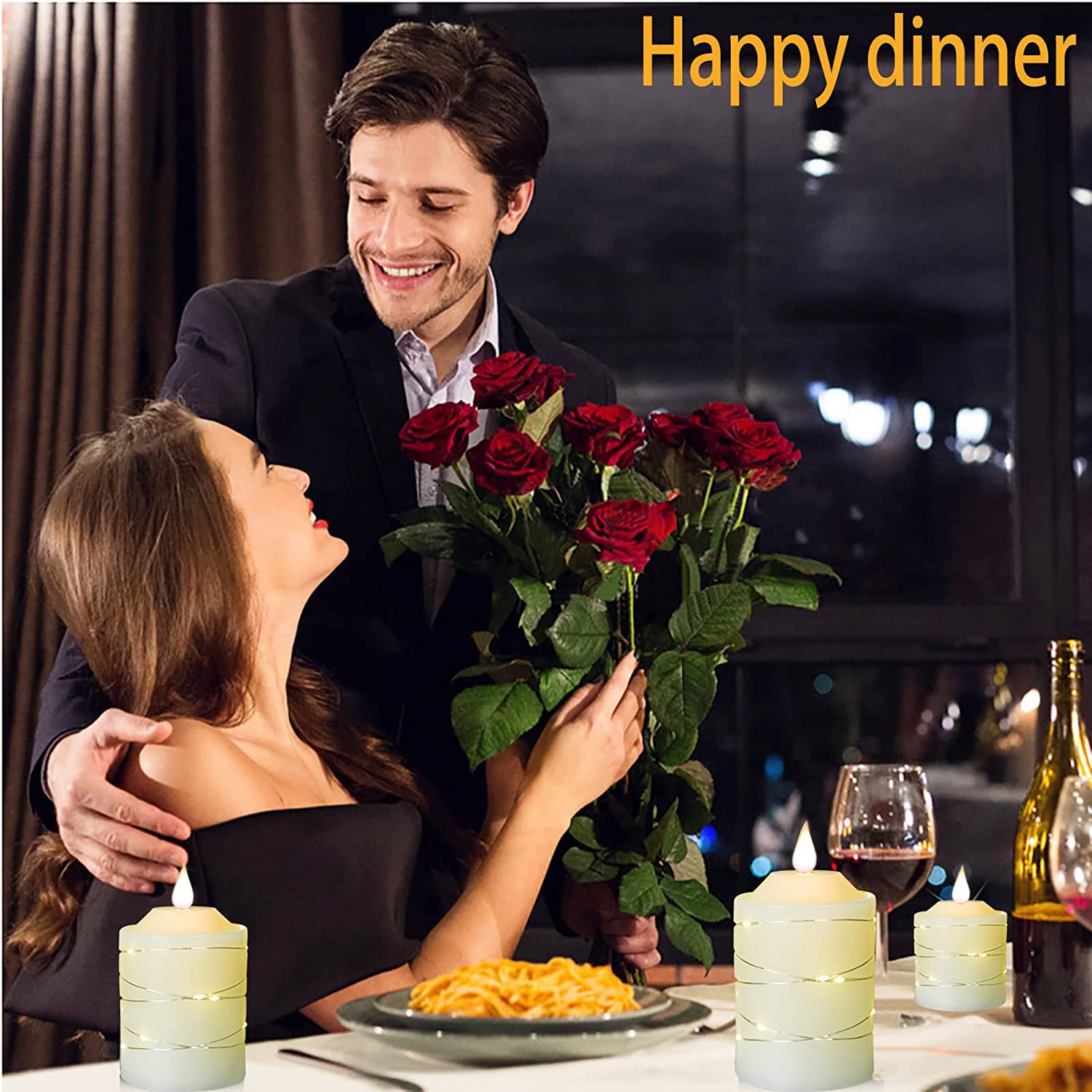 Flameless Battery Operated Led Candles: With Embedded String Lights, 3 Pack Flickering Electric Candles With 10 Key Remote Contr