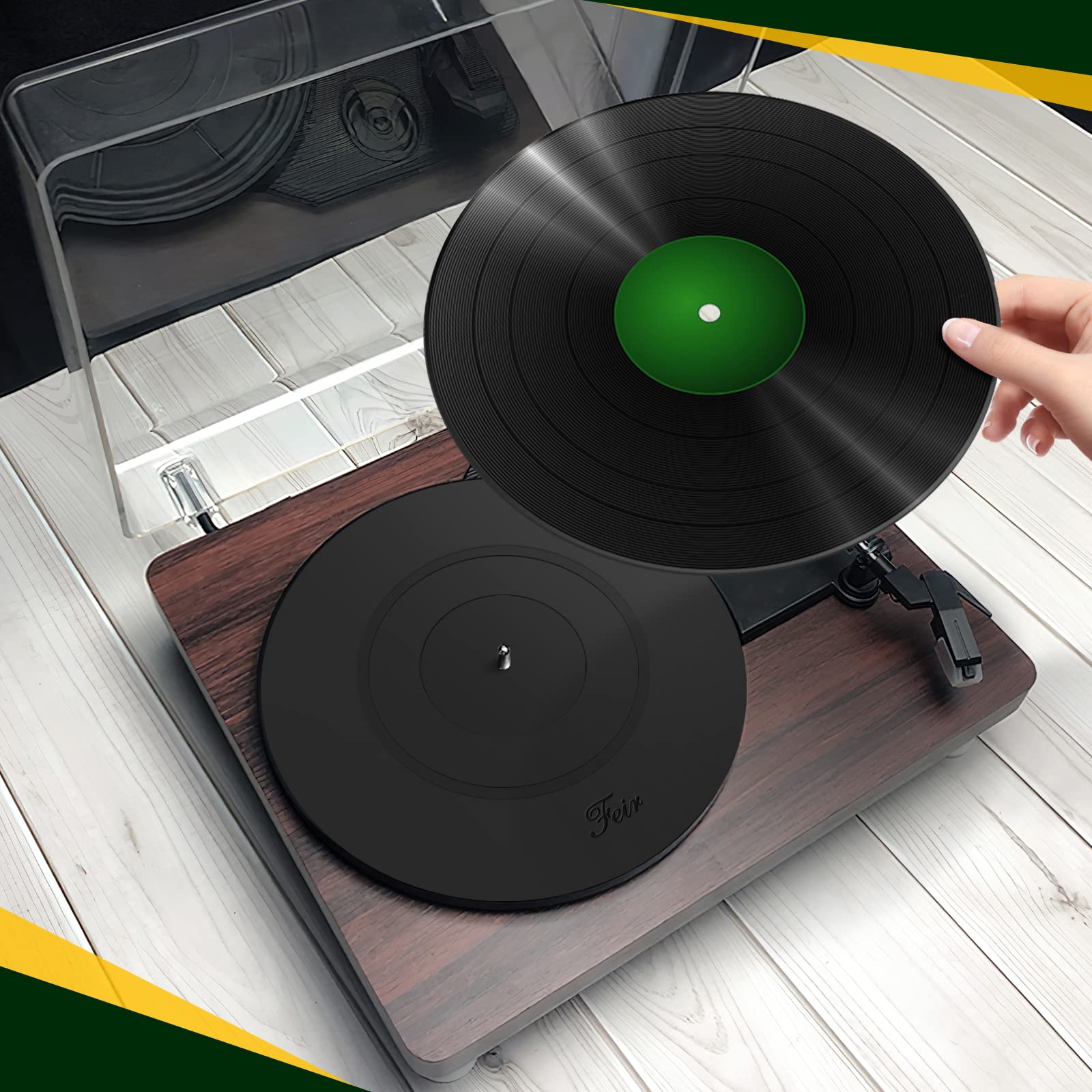 Turntable Platter Mat Black Rubber Silicone Design For Universal To All Lp Vinyl Record Players