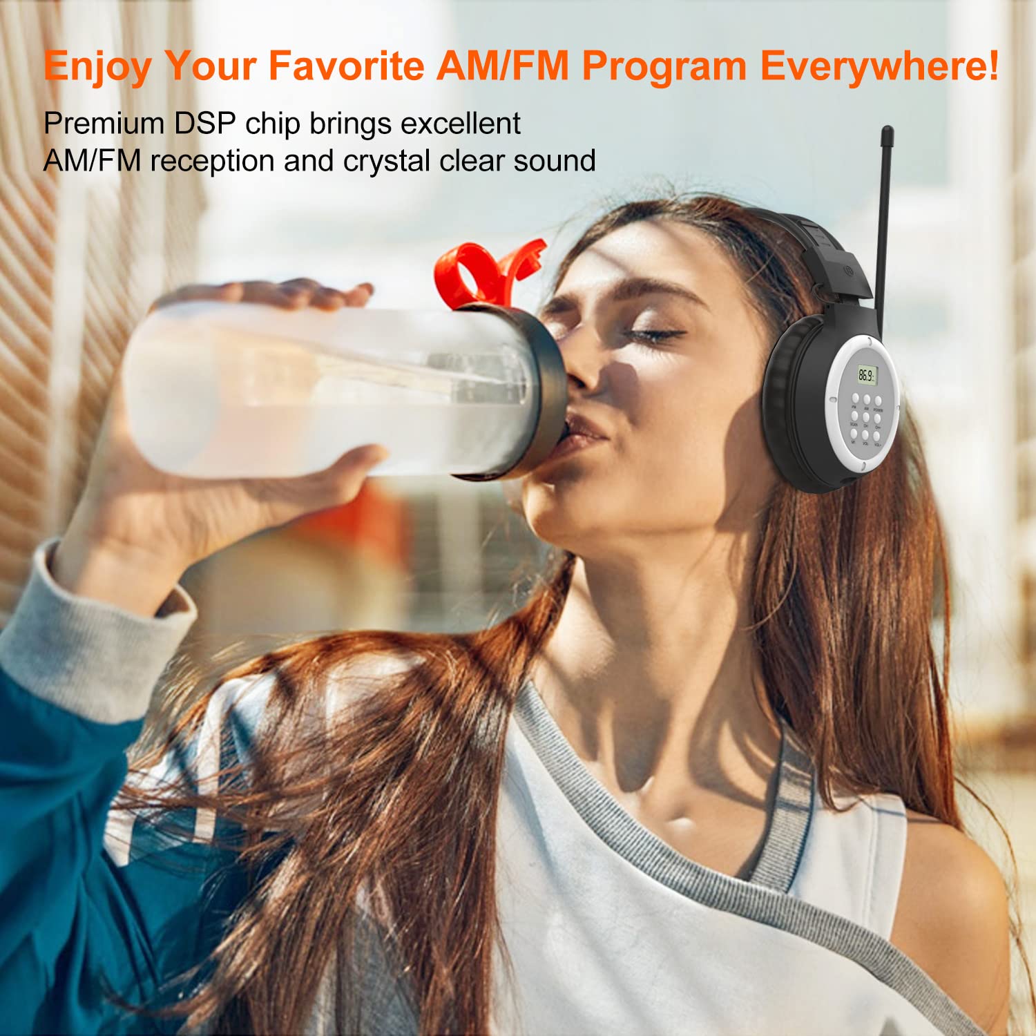 Umutoo Am Fm Radio Headphones, Personal Portable Radio Headset Am/Fm Digital With Best Reception For Jogging, Mowing, Cycling, M