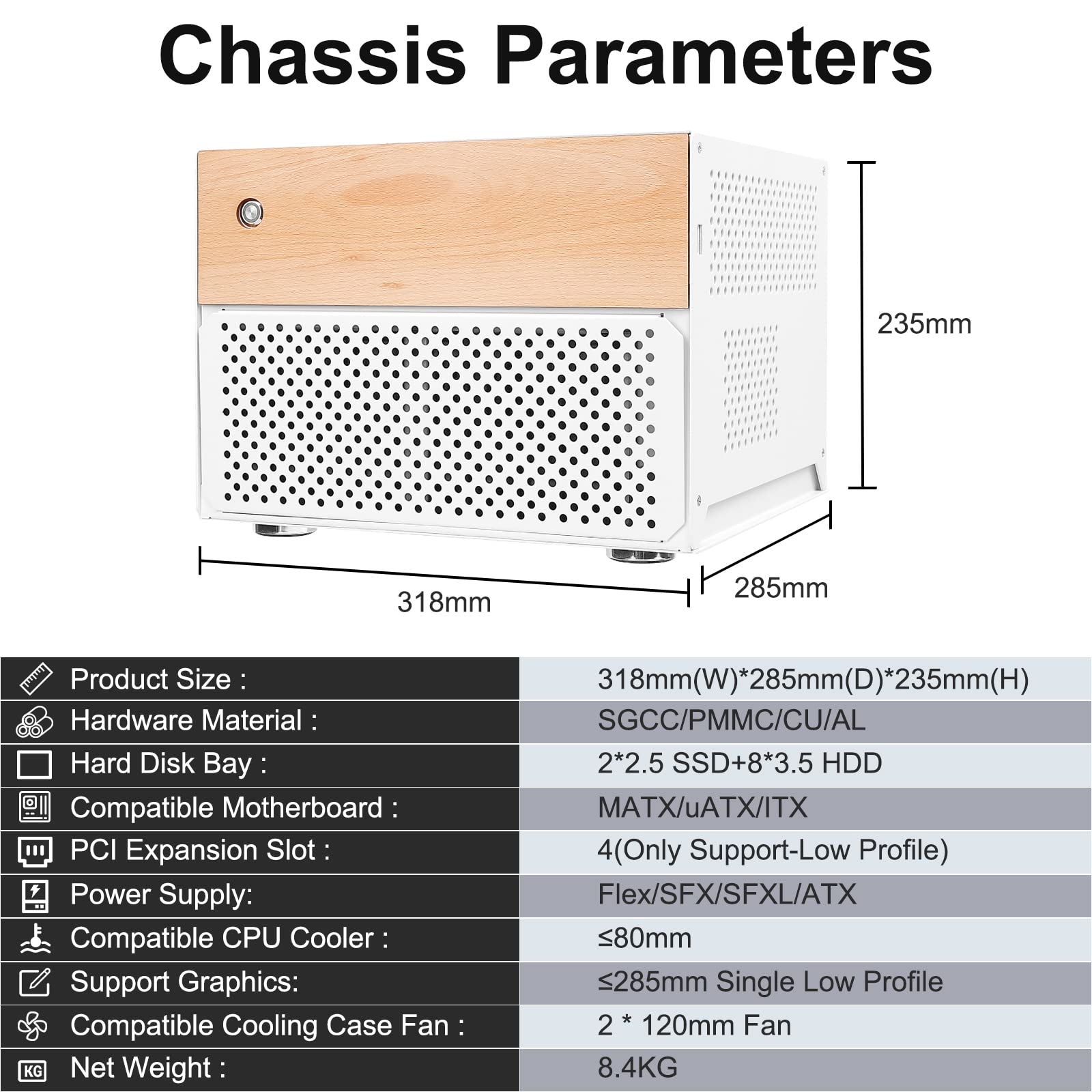 Audheid 8 Bay Nas Chassis[2023 New], Computer Network Attached Storage, Support 8 * 3.5'' Hdd+2 * 2.5'' Ssd Tray, Compatible Mat