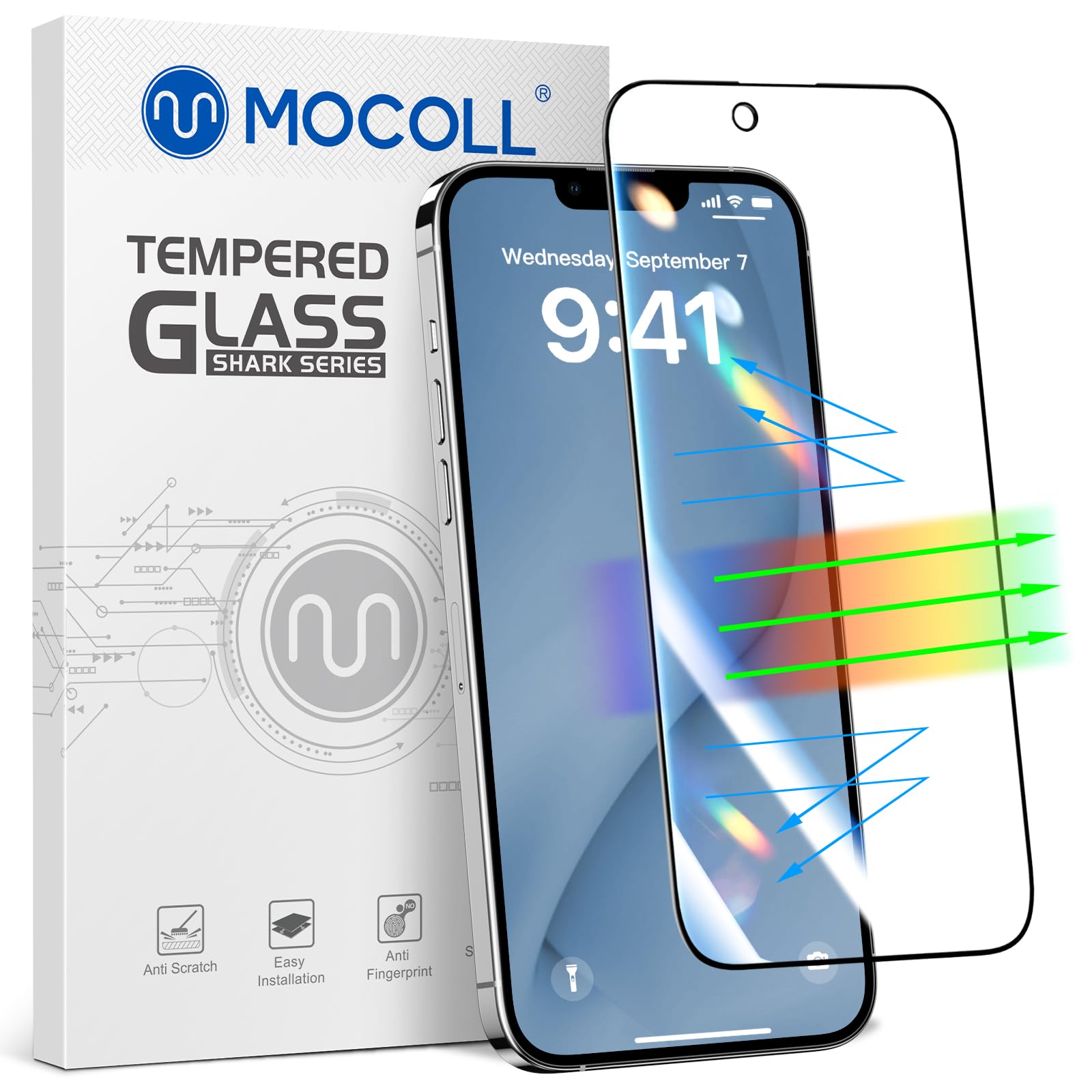 Mocoll Anti Blue Light Screen Protector Compatible For Iphone 14 Plus 6.7 Inch Tempered Glass Ultra Hd Full Screen Film 9H Hardn