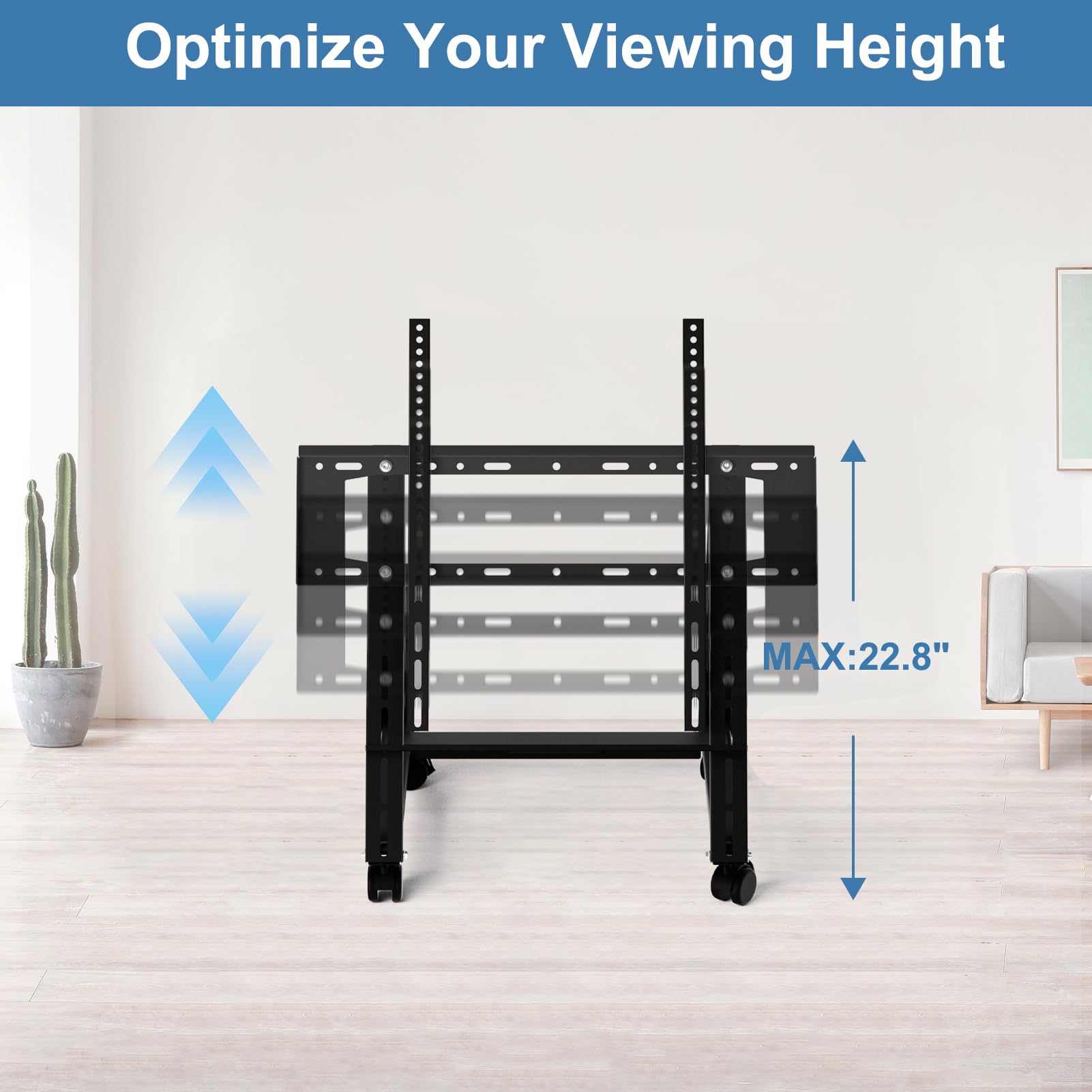 Duiliuu Low Height Mobile Tv Stand, Rolling Tv Stand With Wheel For 26 65 Inch Tv, Hight Adjustable, 36  68 Adjustable Viewing A