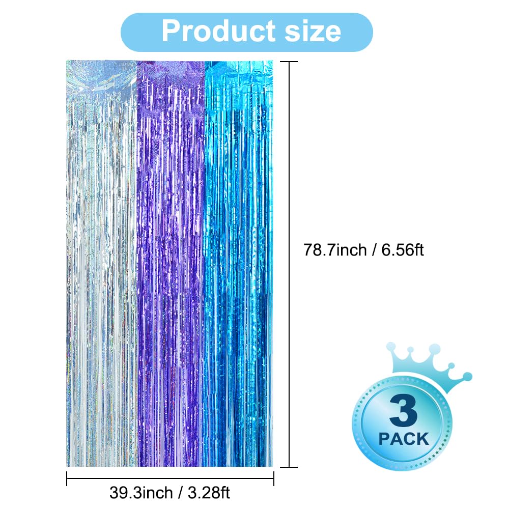 Beishida 3 Pack Streamers Fringe Foil Curtain Backdrop Curtain, Tinsel Curtain Wall Door Party Streamers For Birthday Party Deco