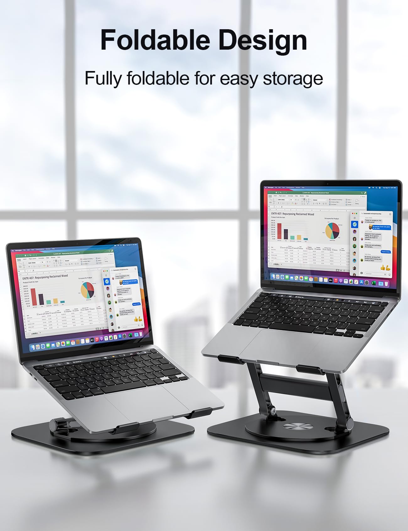 Mchose Laptop Stand, H Design Stable Computer Stand, Ergonomic Laptop Riser With 360 Rotating Base, Notebook Stand Compatible Wi