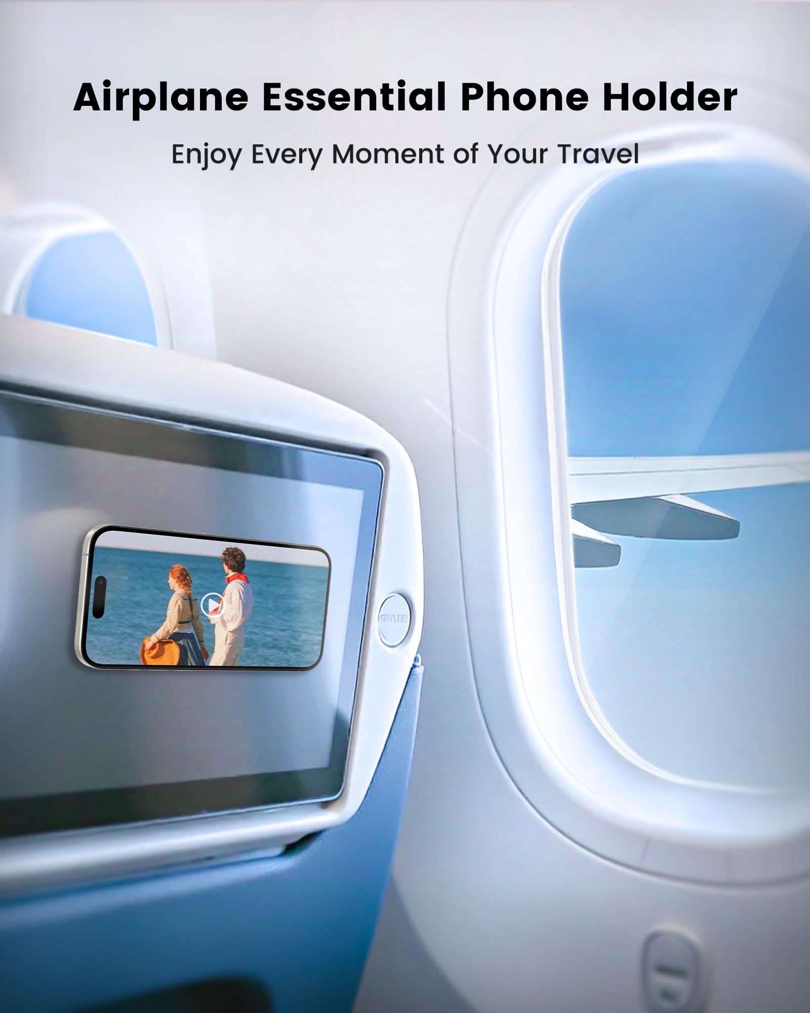 Amband Airplane Travel Essential Accessories Phone Holder For Women Men, Magnetic Suction Cup Phone Mount For Flying Plane Seat