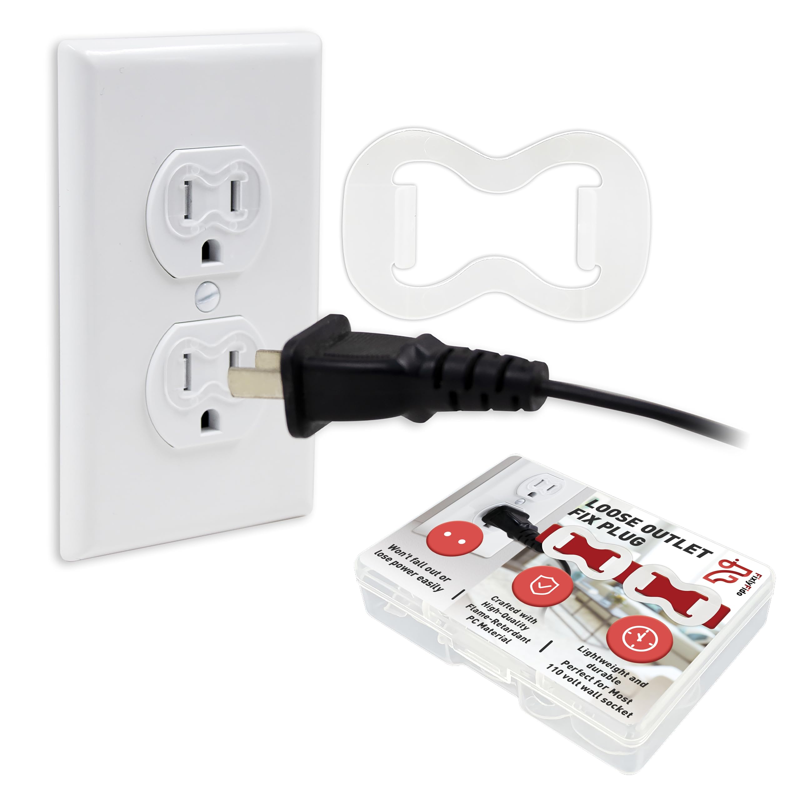 20 Pack Loose Outlet Fix Plug   Ensure Secure Connection For Power Plugs   Socket Extender Prevents Loose Socket Issues   Easily