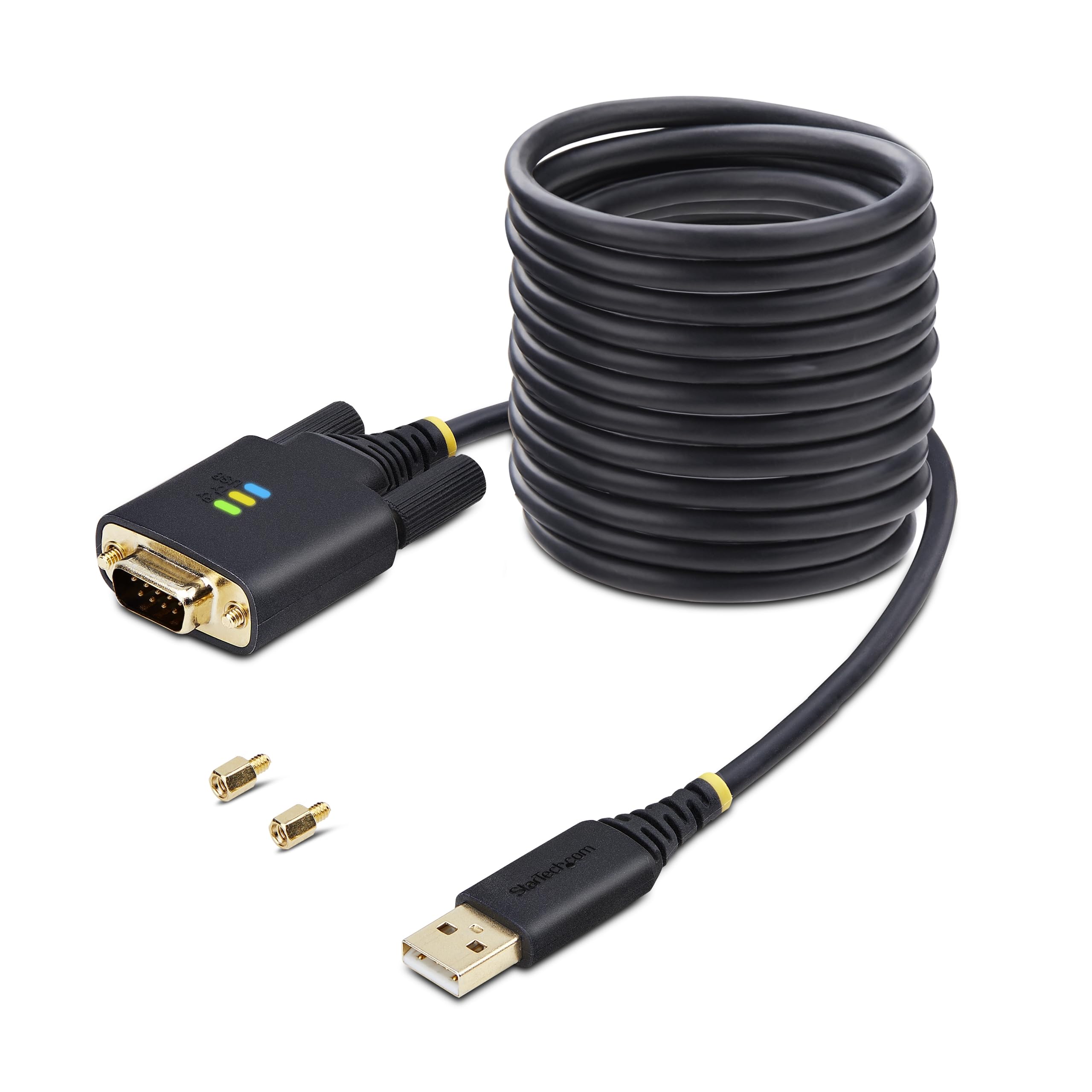 Startech.Com 10Ft/3M Usb To Serial Adapter Cable, Com Retention, Ftdi Ic, Usb A To Db9 Rs232, Interchangeable Db9 Screws/Nuts