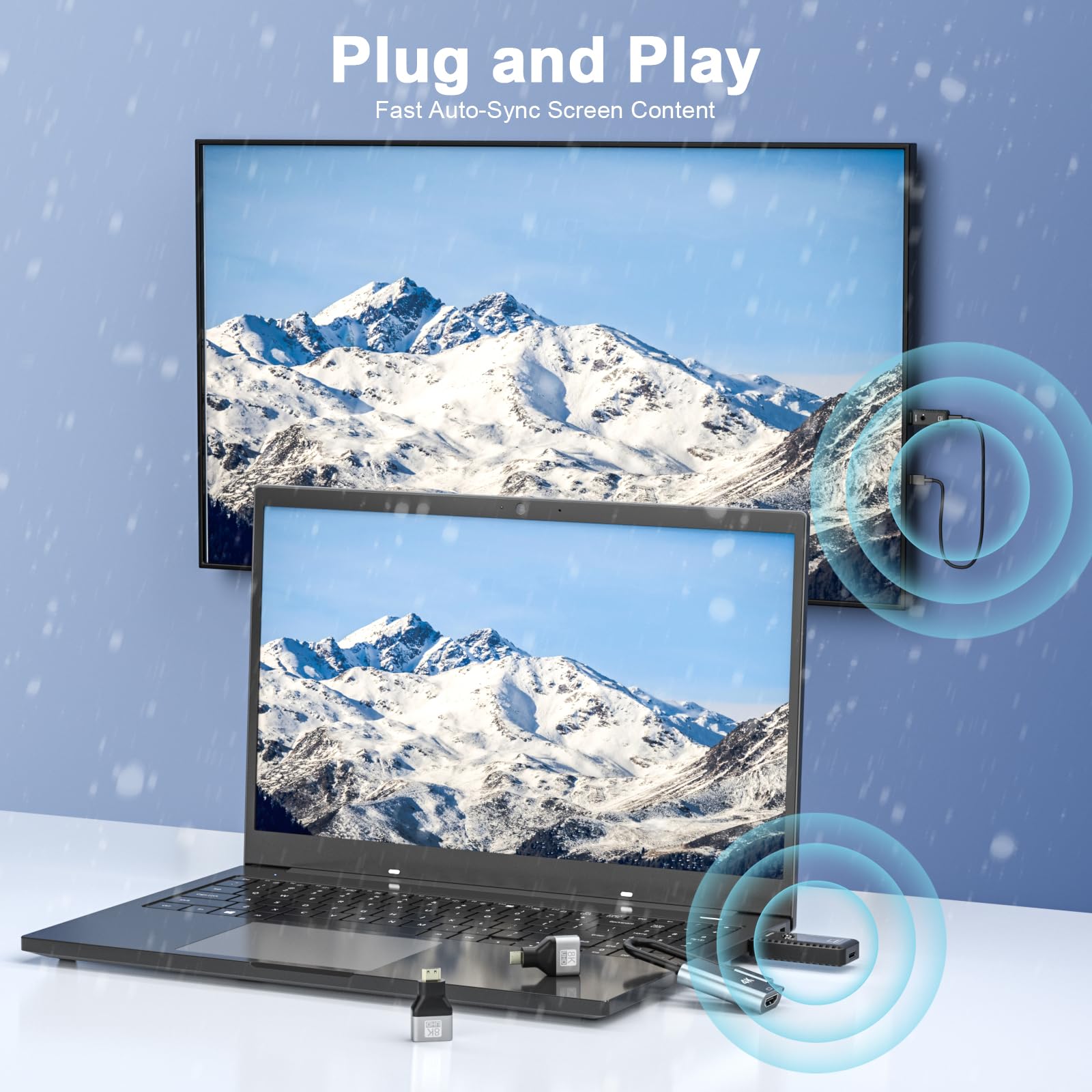 Wireless Hdmi Transmitter And Receiver With Adapter 4K, Wireless Hdmi Extender 1080P Hdmi Wireless Kit, Plug & Play, Support 2.4