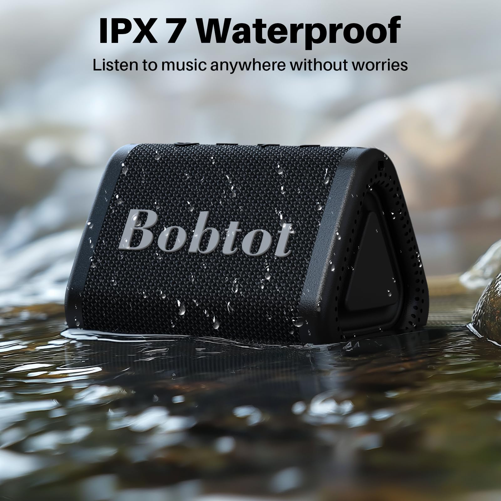 Bobtot Portable Bluetooth Speaker Wireless, Ipx7 Small Shower Speaker Waterproof, 15H Playing Time, Loud And Stereo Sound With B