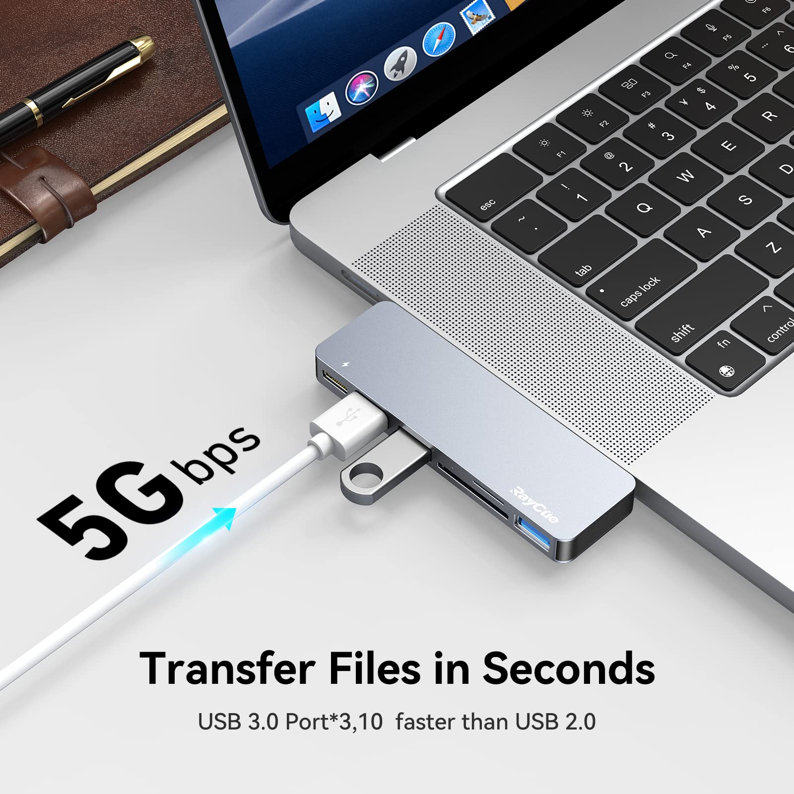 Raycue Usb C Hub Adapters For Macbook Pro/Macbook Air M1 M2 M3 2023 2022 2021 2020 2019 13'' 14'' 15'' 16'', 6 In 2 Multiport Ma
