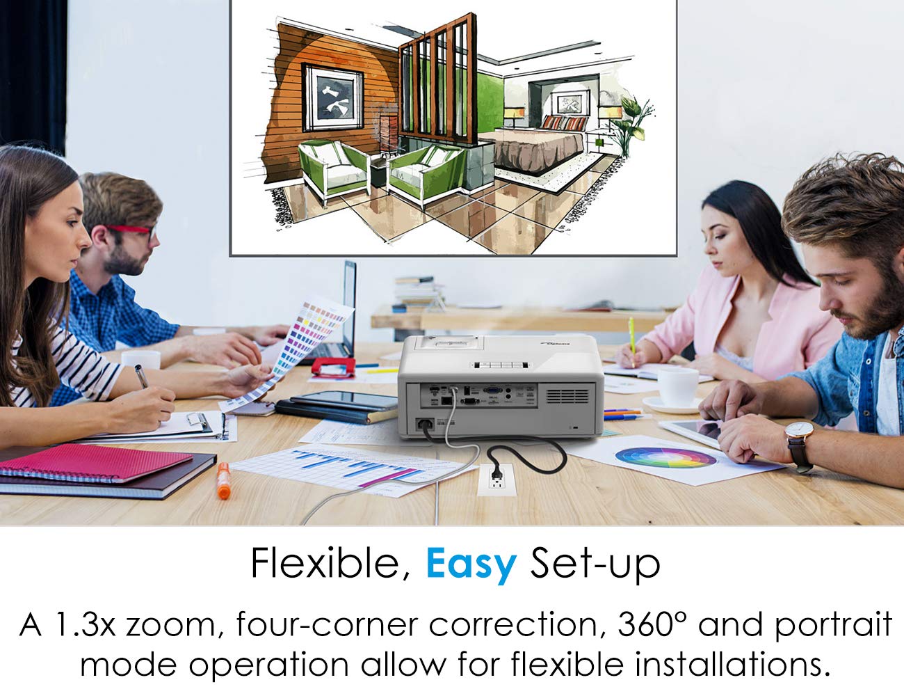 Optoma Zh403 1080P Professional Laser Projector | Duracore Laser Light Source Up To 30,000 Hours | Crestron Compatible | 4K Hdr Input | High Bright 4000 Lumens | 2 Year Warranty,White