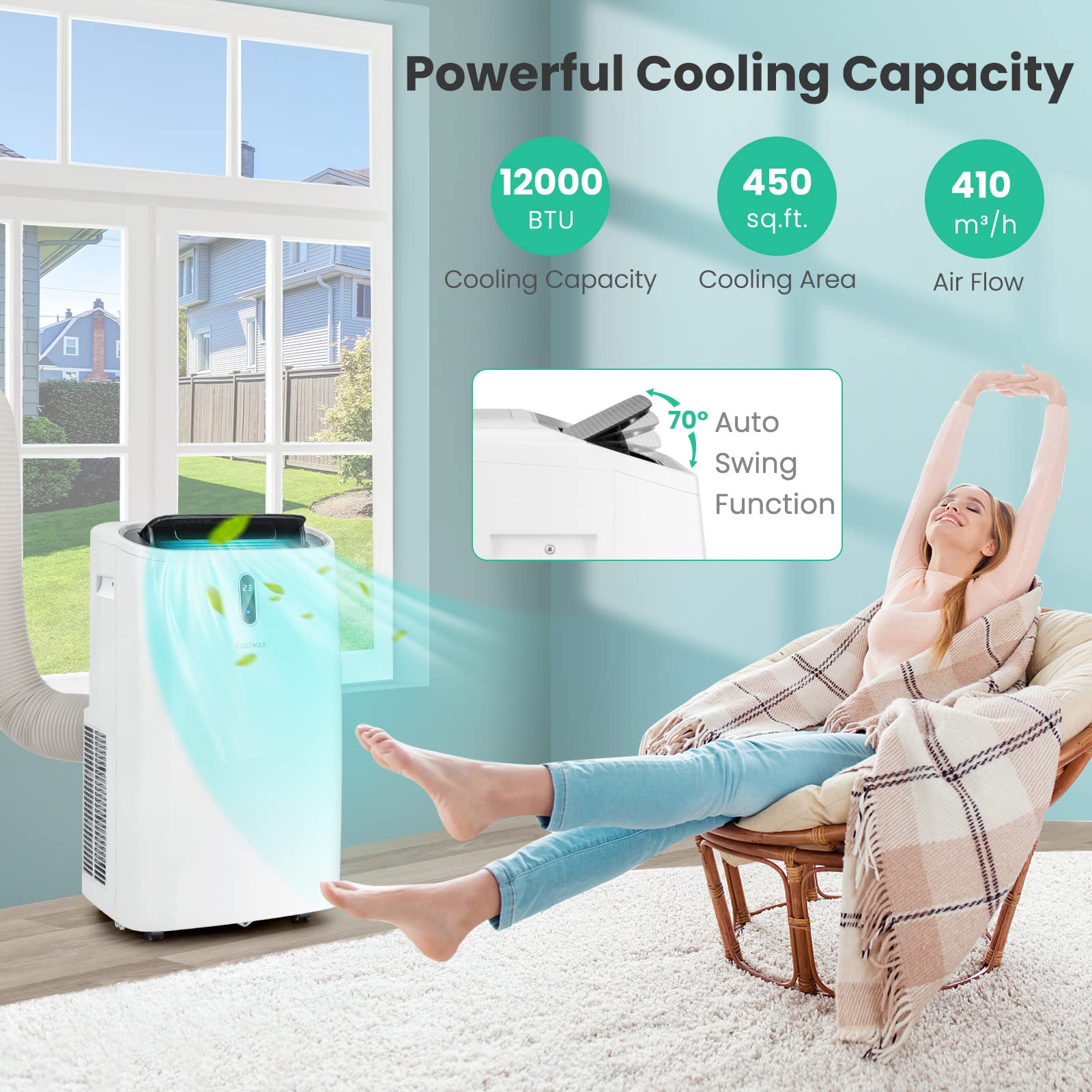 Costway Portable Air Conditioners, 12000 Btu 4 In 1 Ac Unit With Cool, Fan, Heat & Dehumidifier, Alexa Voice Enabled Air Cooler