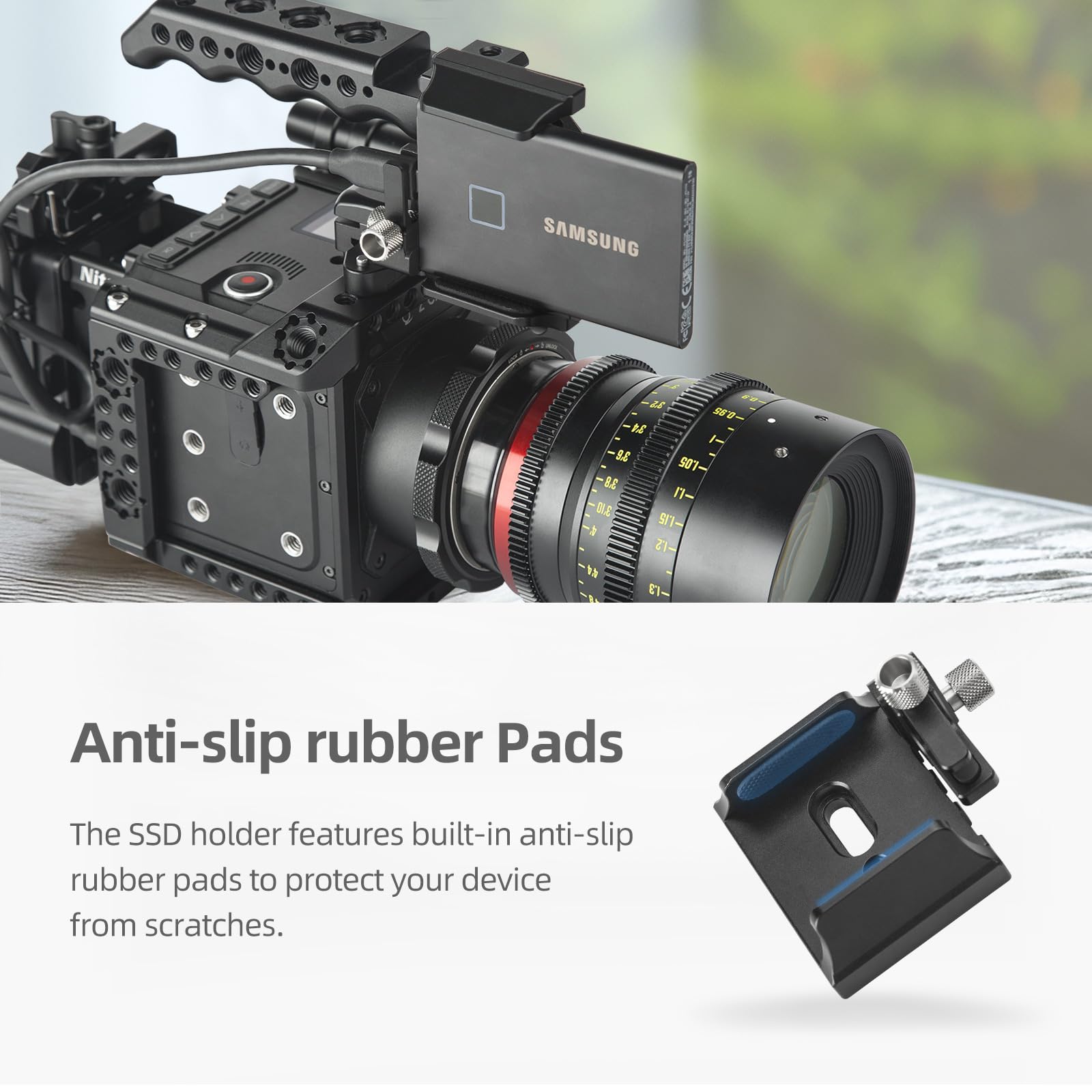 Nitze Universal Ssd Mount Bracket For Samsung T5 Ssd, Samsung T7 Ssd, Sandisk Ssd Within 45 To 60Mm Of Width,Ssd Holder With Usb C Cable Clamp   N42C