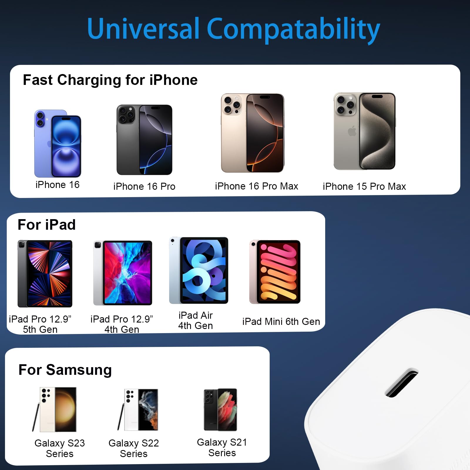 Iphone 16 15 Pro Max Charger Fast Charging, 30W Usb C Iphone 16 15 Charger Block With 10Ft Long C Chargers Cord Cable For Iphone