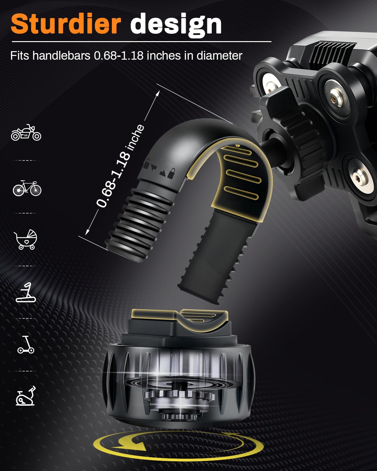 Justtop Motorcycle Phone Mount Holder,Bike Phone Mount Holder[Unobstructed Camera],For Iphone And More 4.7''-7'' Smartphones,Mot