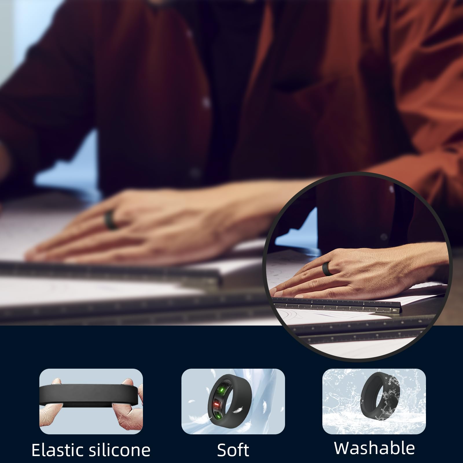 Newjourney Silicone Cover Compatible With Oura Ring Gen 4/3, Ultrahuman Ring Air, 8 Pack Anti Scratch Elastic Silicone Protector