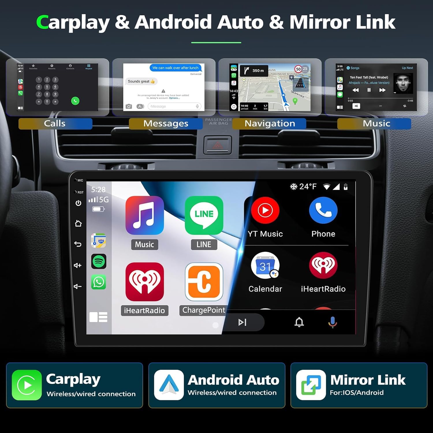Car Radio For 2007-2012 Chevrolet Chevy Silverado Impala Gmc Sierra Acadia Enclave Yukon With Wireless Carplay Android Auto,8''