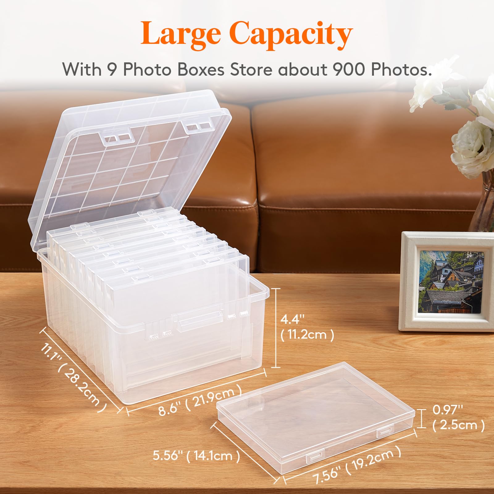 Lifewit Photo Storage Box 5X7 Photo Case, Each For 9 Inner Keeper, Clear Photo Organizer For Seeds Cards Pictures Office Supplie