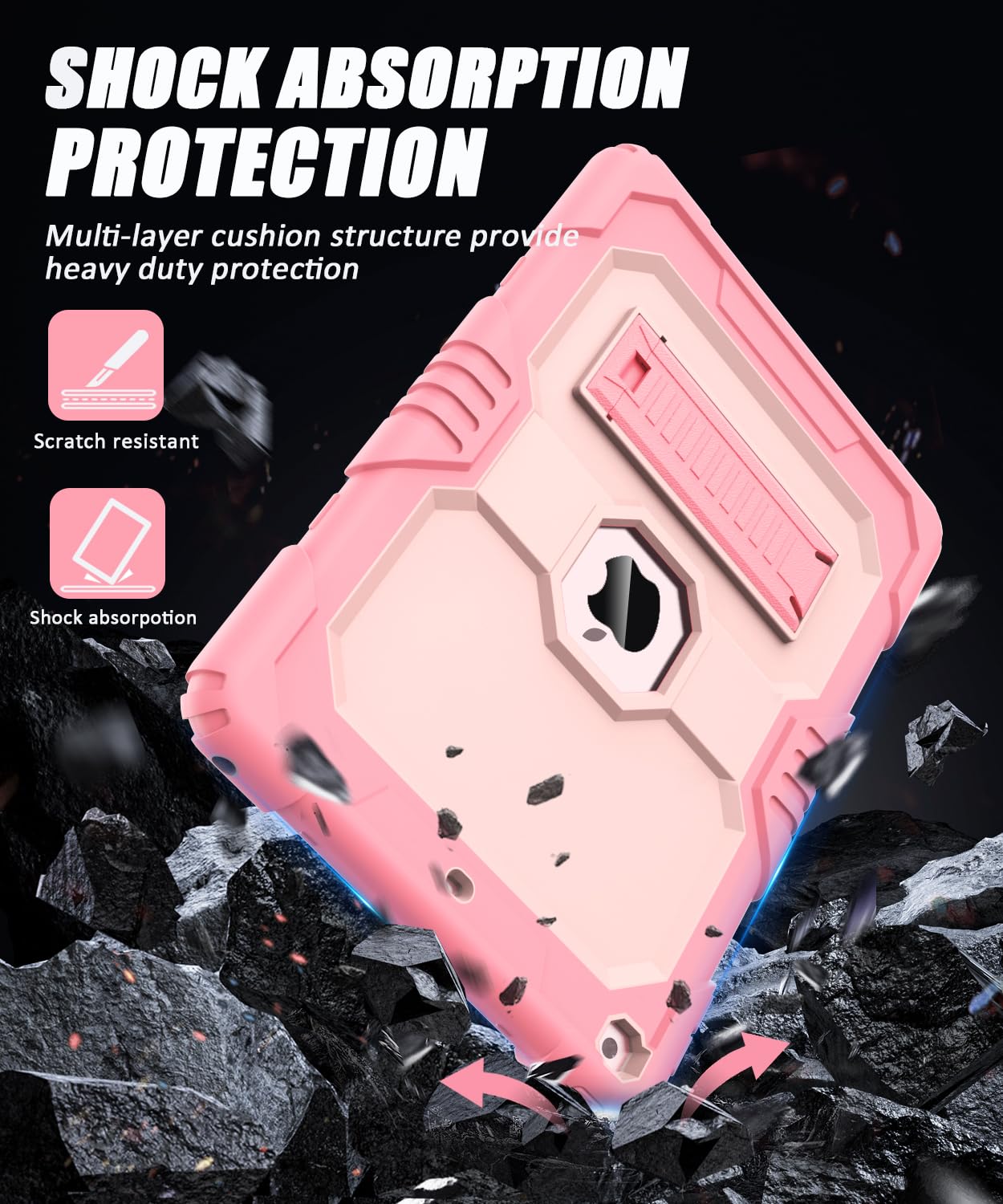 Okp Case For Ipad 9Th/ 8Th/ 7Th Generation (2021/2020/2019), Heavy Duty 10.2 Ipad Shockproof Rugged Protective Cover With Built