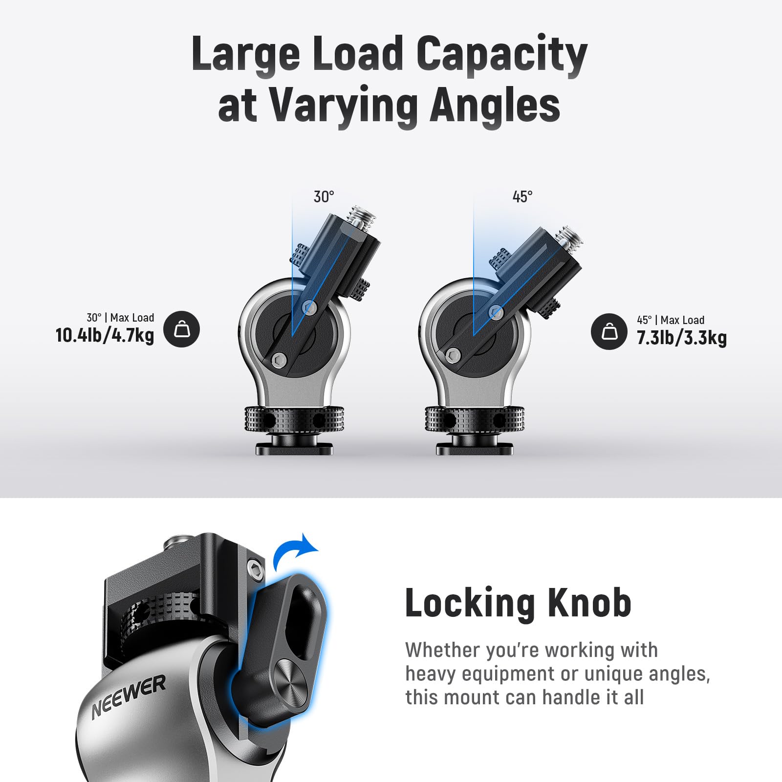 Neewer Color Blocking Camera Monitor Mount With Cold Shoe, Anti Twist 1/4'' Screw, 360 Swivel 180 Tilt Damping, Compatible With
