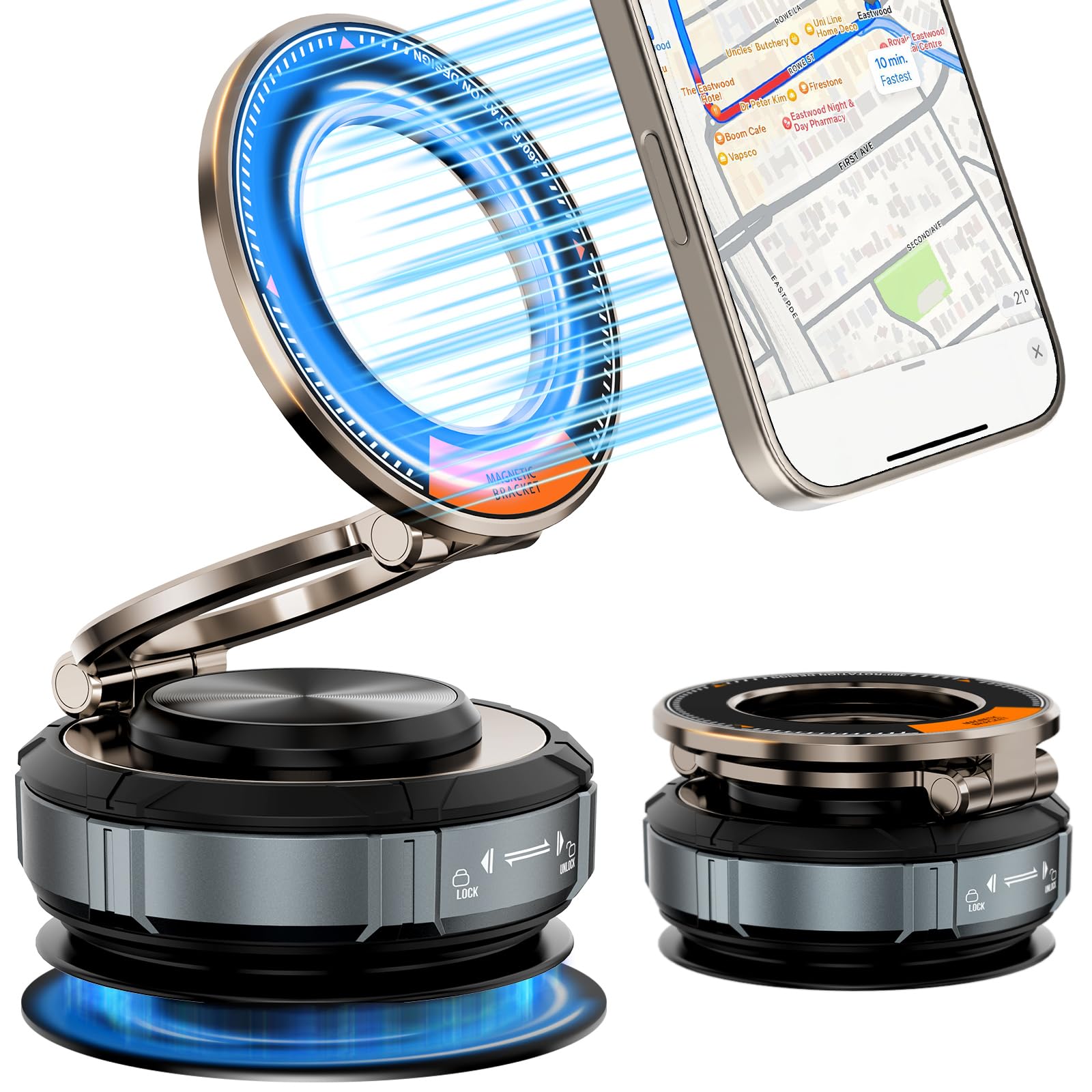 TFMIMT Magnetic Car Phone Holder for Mag-Safe [108+LBS Suction & 3200gf Magnetic] 360 Adjustable Ultra Suction Cup Phone Holders