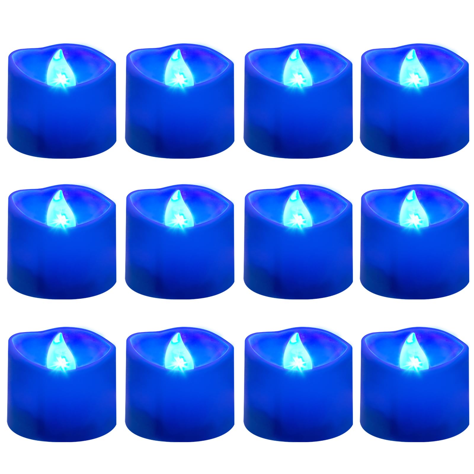 Windshell Blue Flickering Flame Tealight Candles with Auto 6H Timer (No Remote), Battery Operated LED Flameless Tea Lights, for 