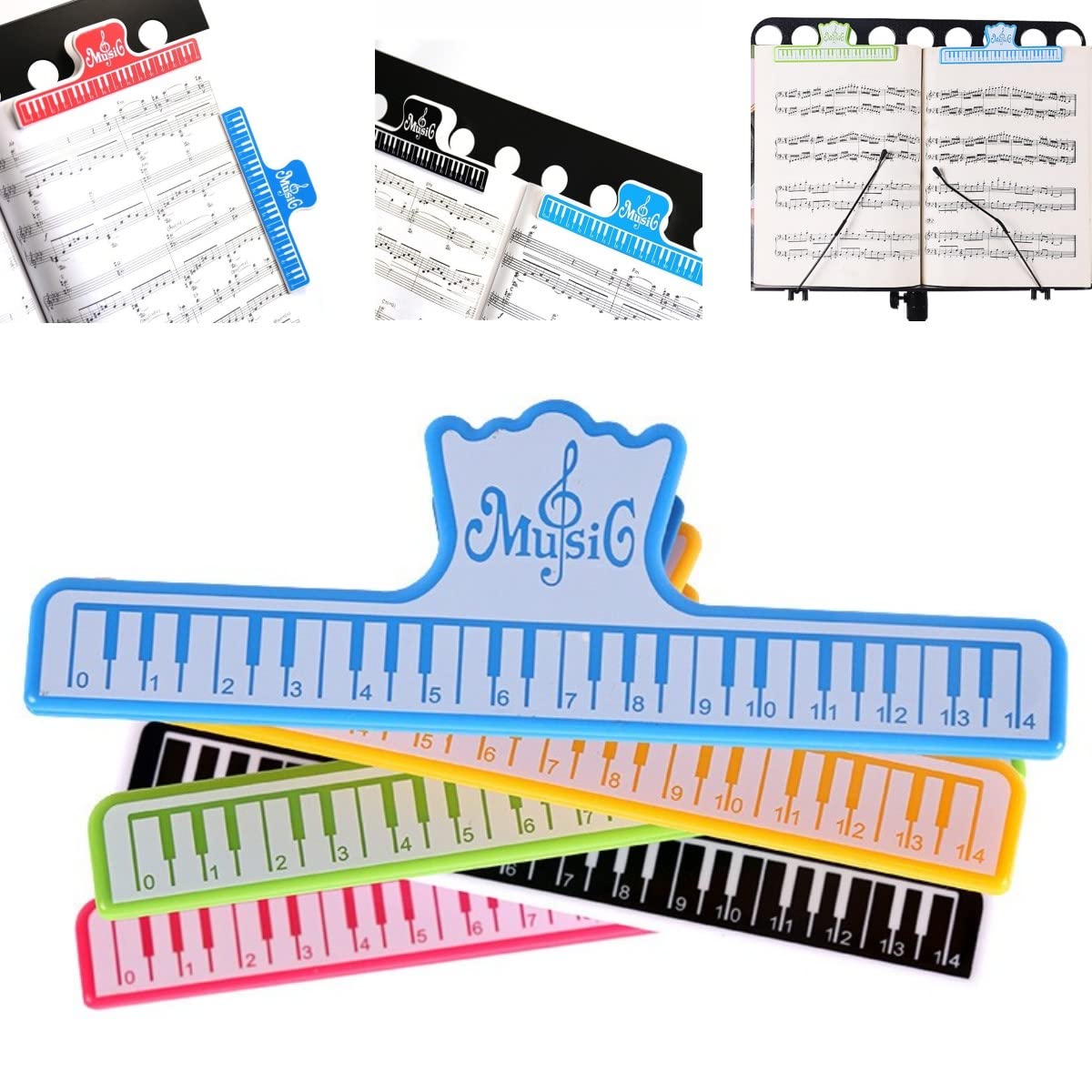 CCeCCe 5 Pack Music Book Clip to Hold Book Open Music Page Paper Sheet Note Holder Clips for Music Reading Stand Guitar Piano Vi